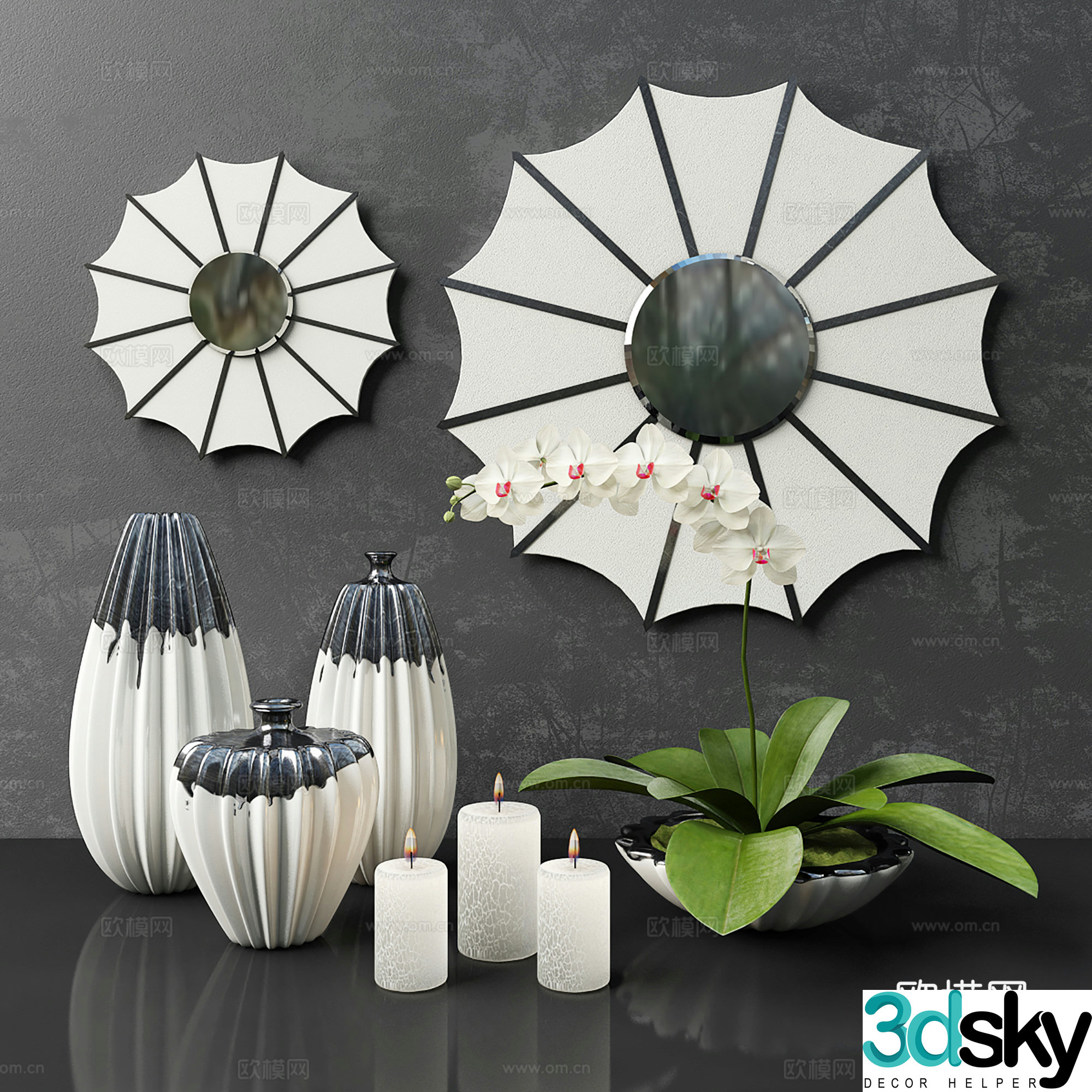 Modern ornaments vases flowers ceramic ware 3d model