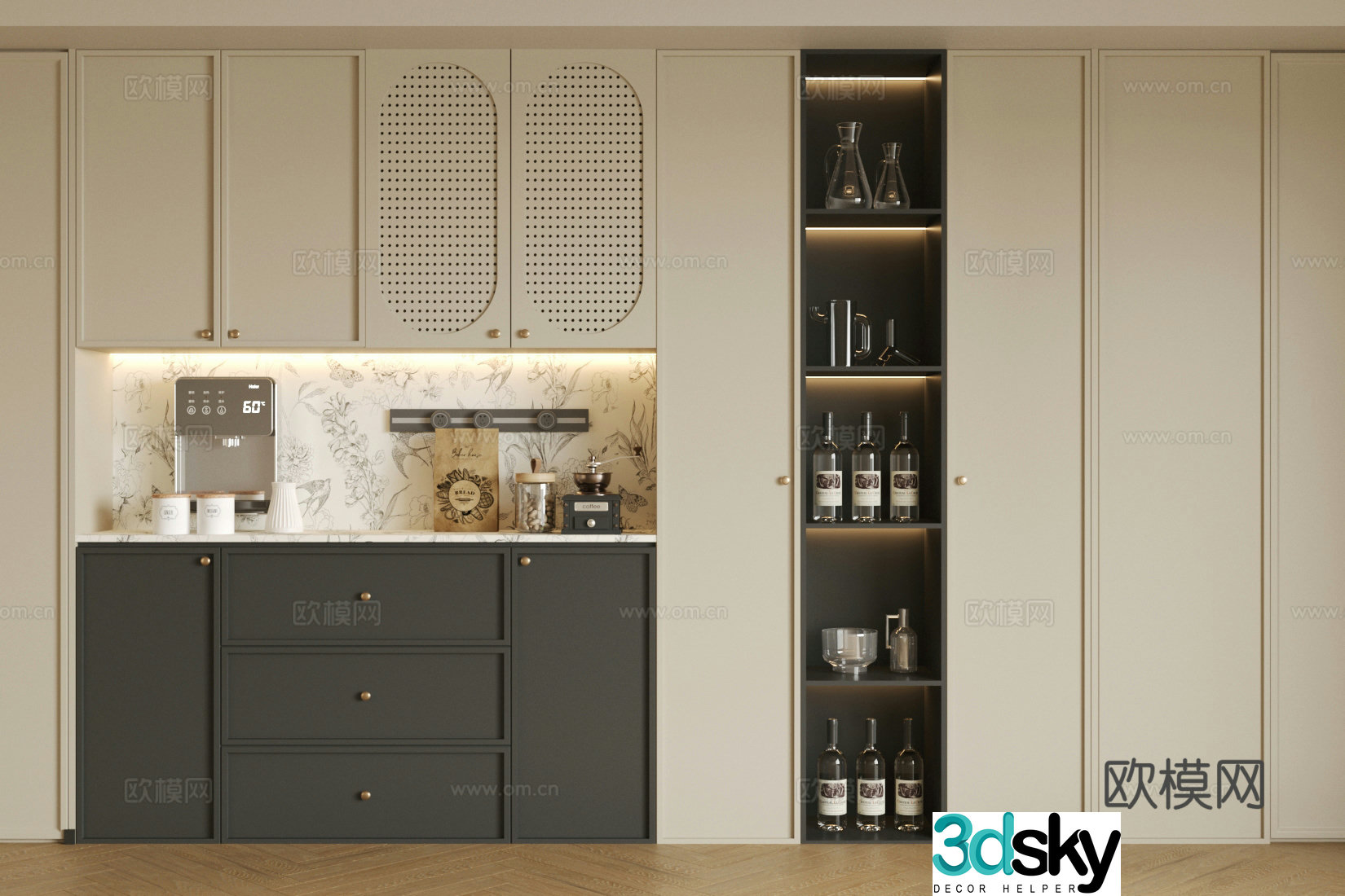 French retro sideboard medieval style sideboard French sideboard white sideboard tea cabinet 3d model