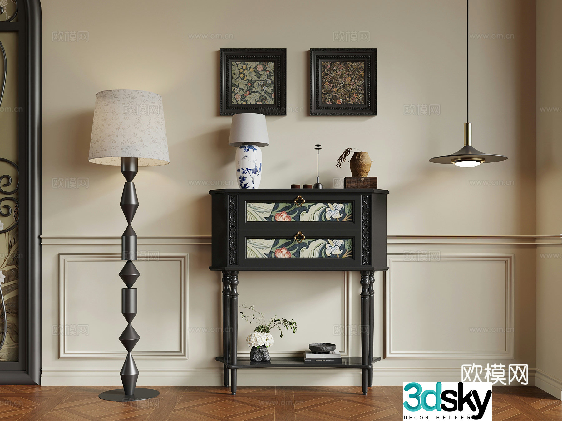 026 Entrance Cabinet French Entrance Cabinet 3D Model