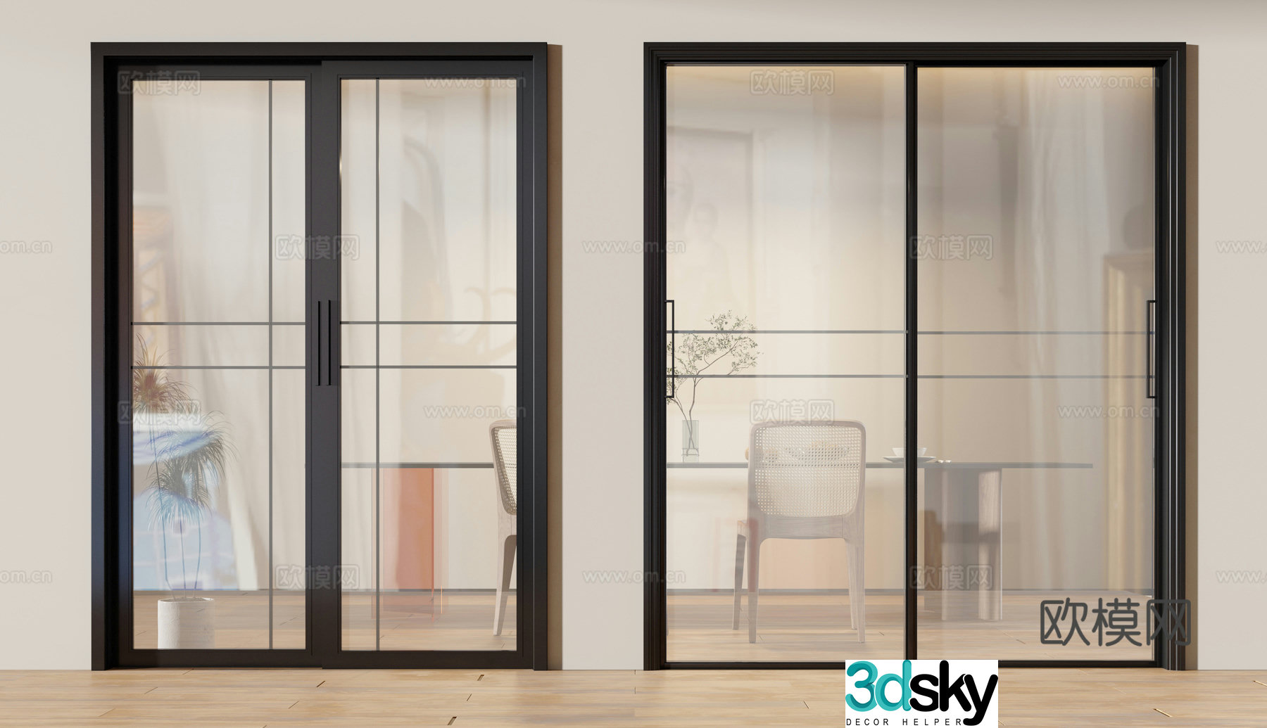 Modern glass door 3d model