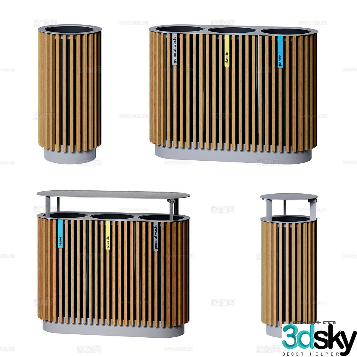 Modern outdoor trash can 3d model