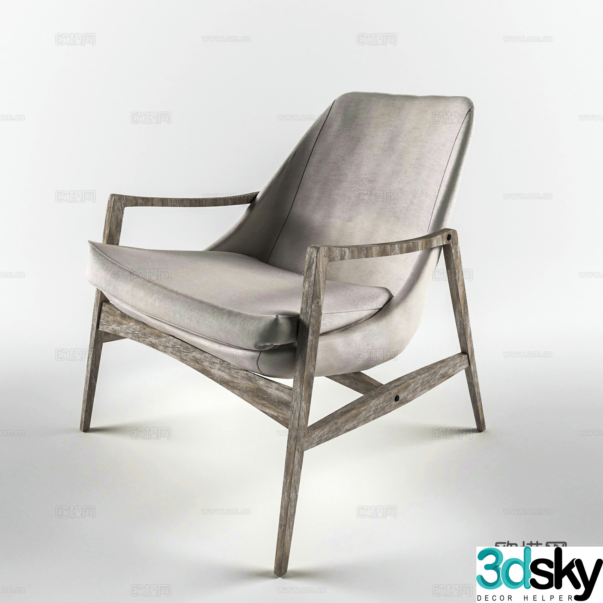 Modern leisure chair cloth chair book chair single chair 3d model