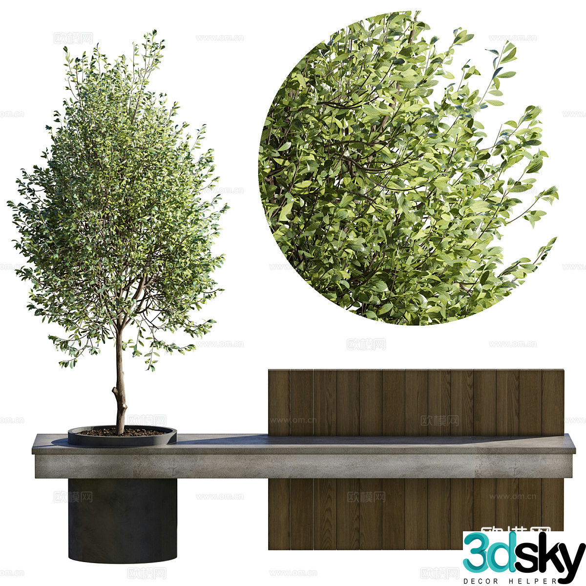 Modern Italian park plant bench 3d model