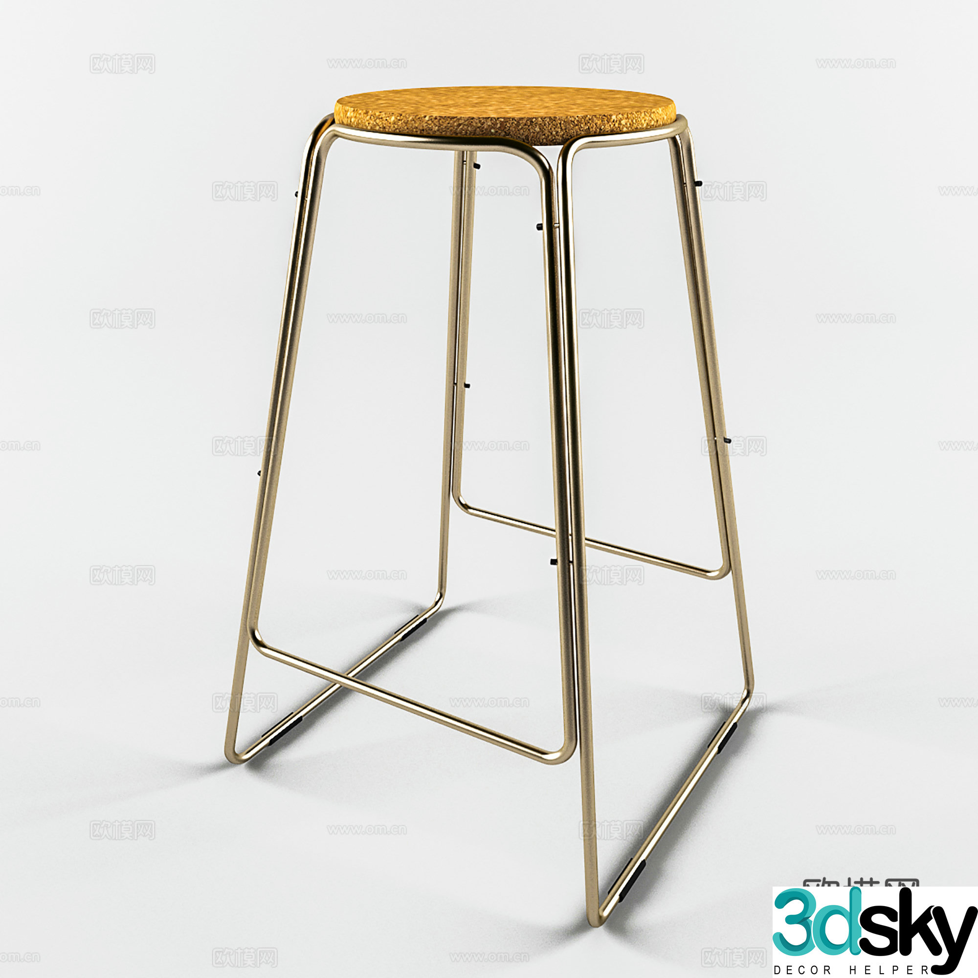 Modern bar chair Wrought iron bar chair Cafe restaurant bar chair 3d model