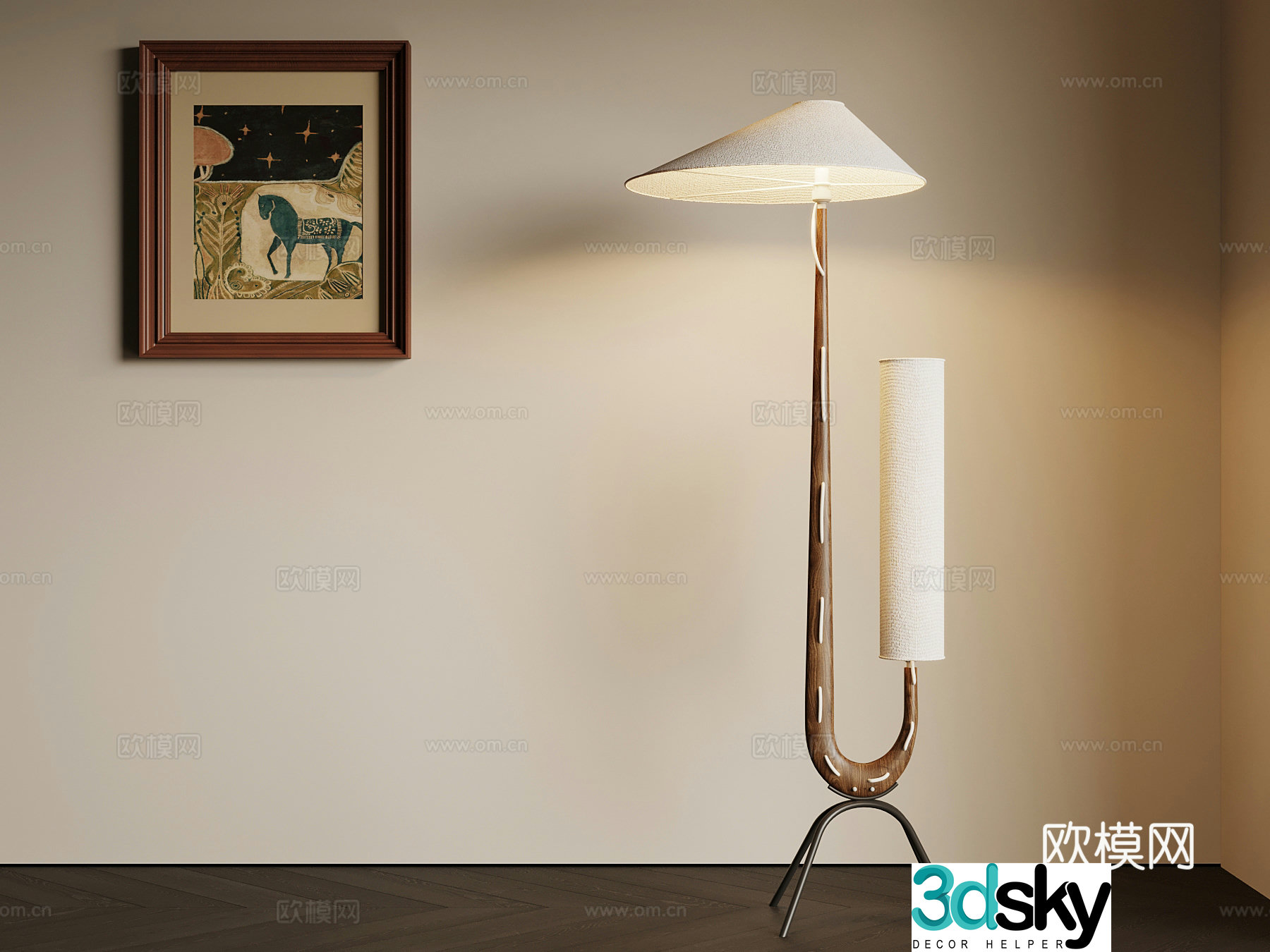 01 Floor lamp French medieval floor lamp hanging painting 3D model