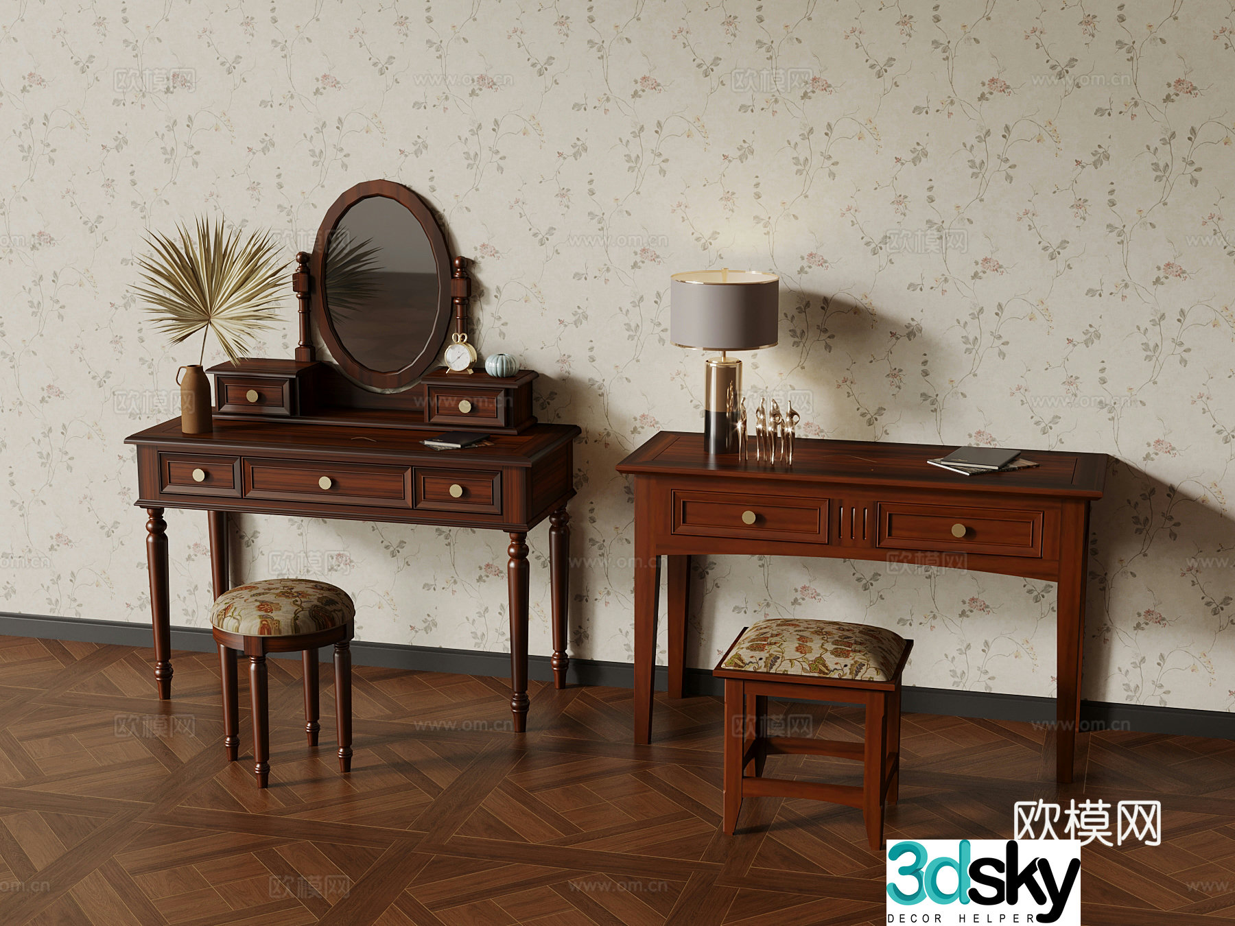 010 American light luxury dressing table 3D model