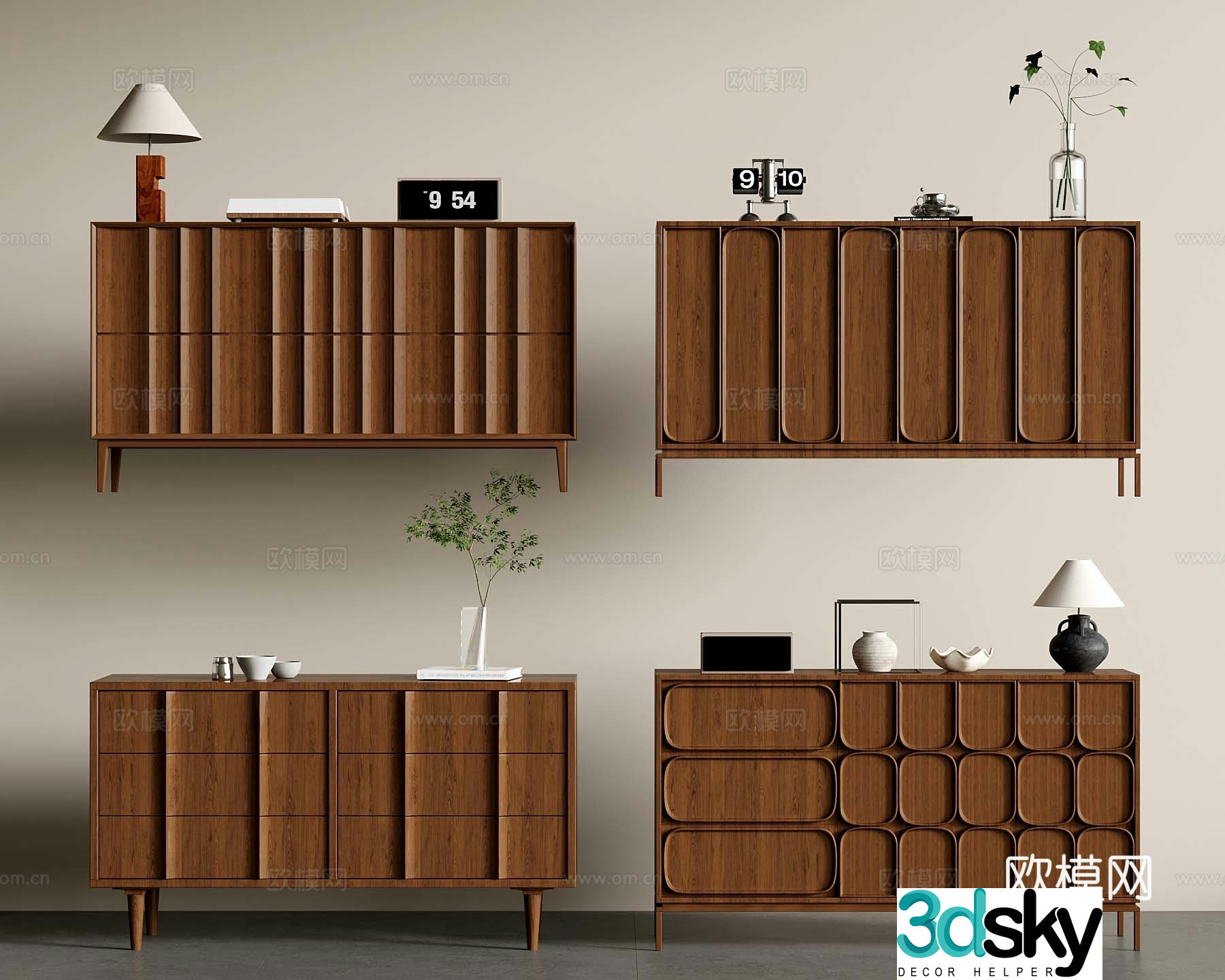02 Middle-aged style porch cabinet decorative cabinet 3D model