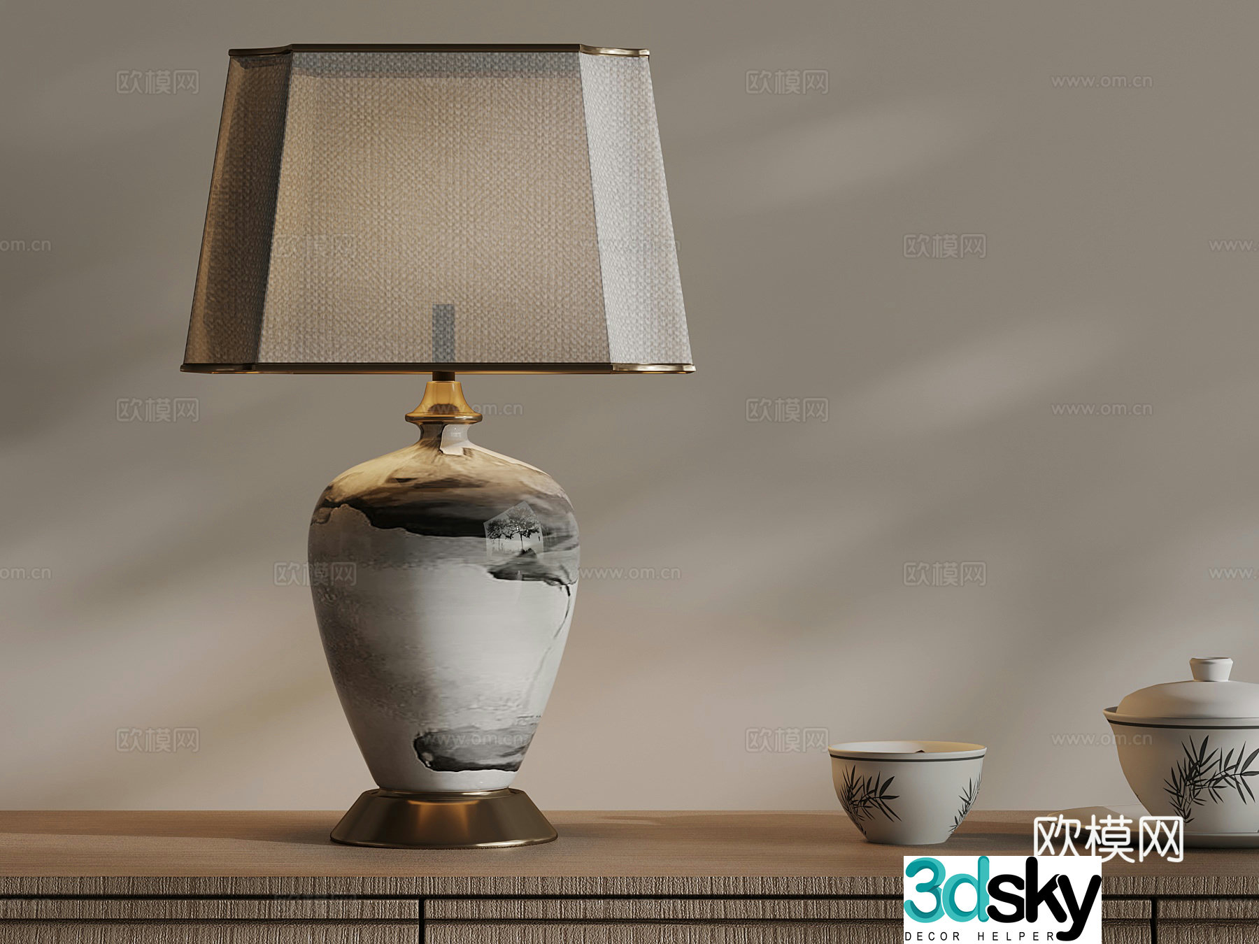 25 new Chinese desk lamp 3D model
