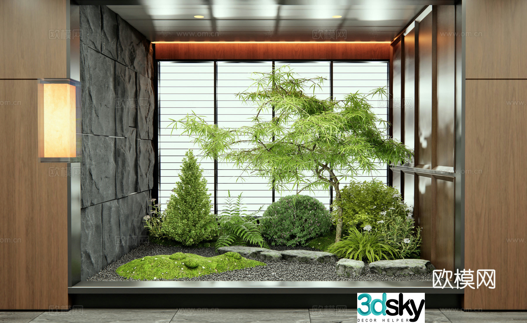 Modern interior landscape Plant landscaping Garden sketch Plant combination Shrub Tree 3D model