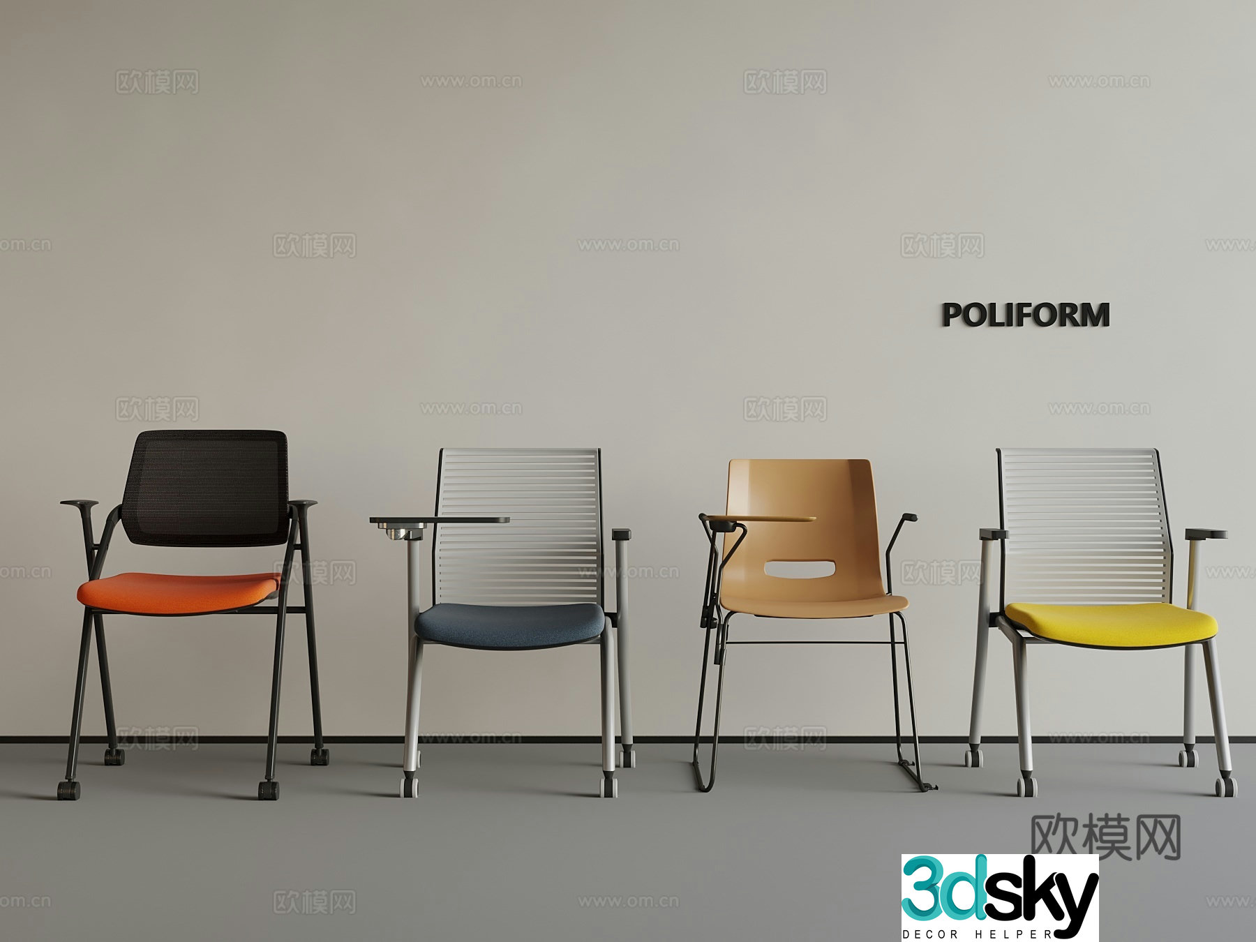 07 Modern Office Chair Training Chair 3D Model