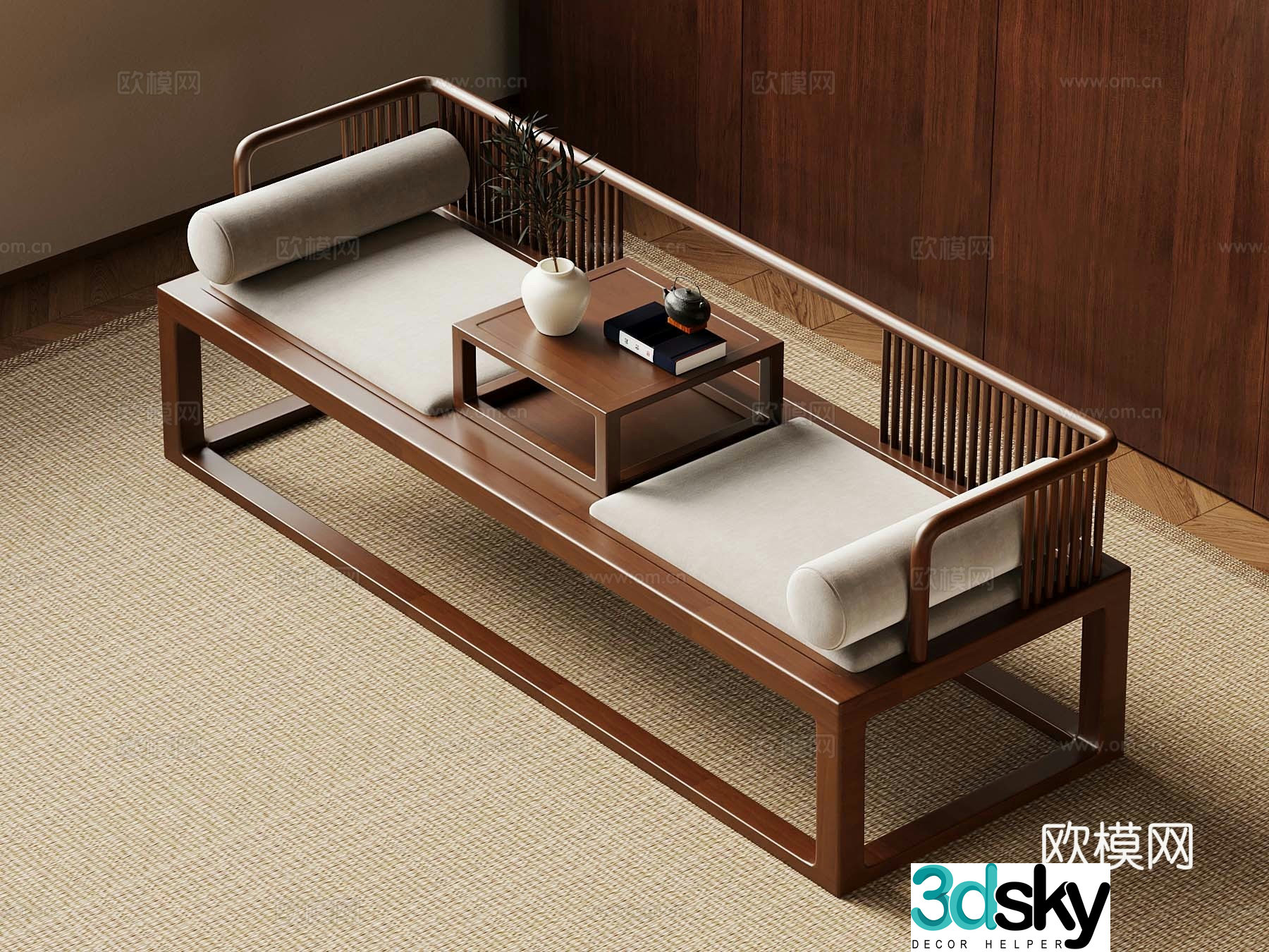 34 New Chinese Arhat Bed Bottom Stool Shoe Change Stool 3D Model