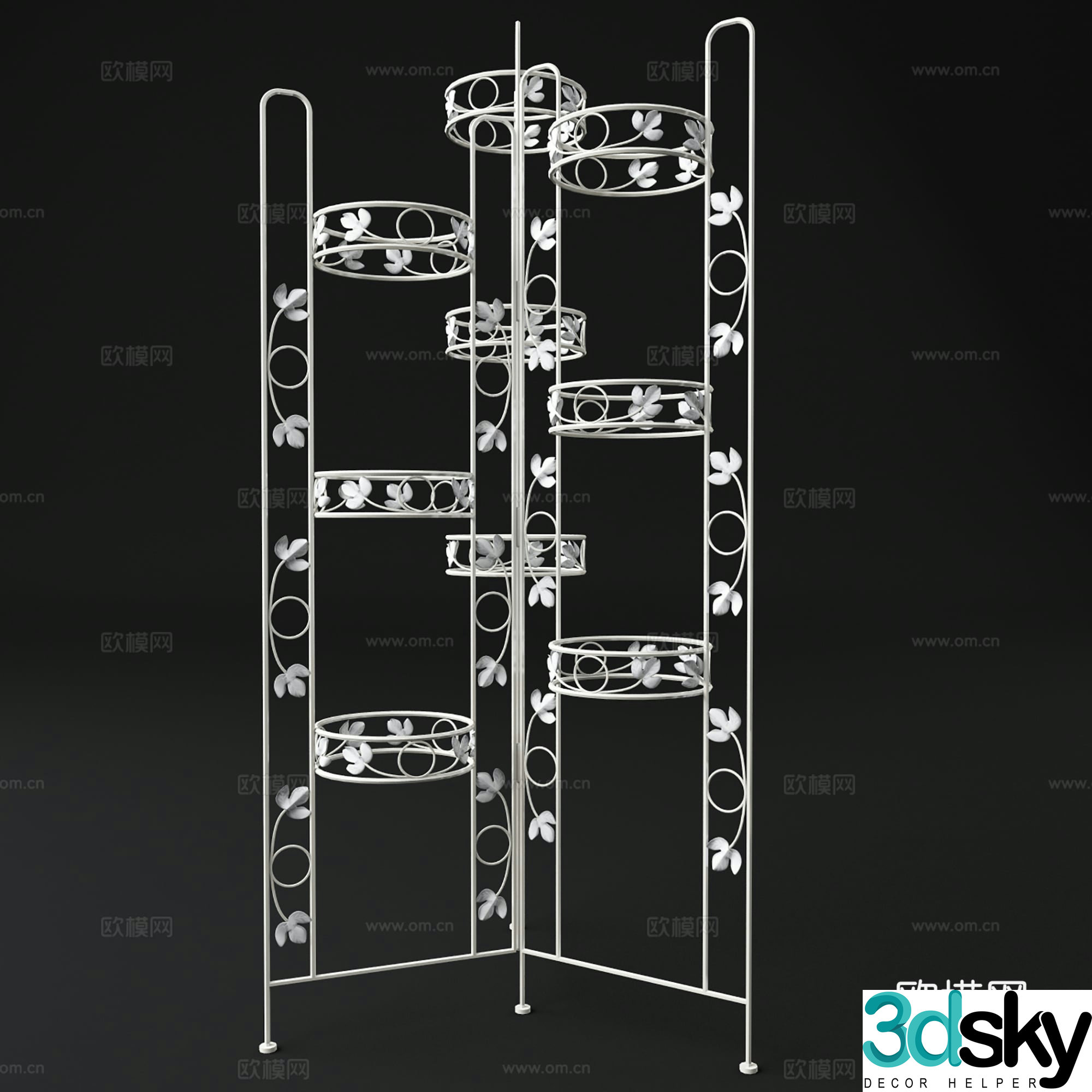 Modern decorative rack Flower pot decorative rack 3d model