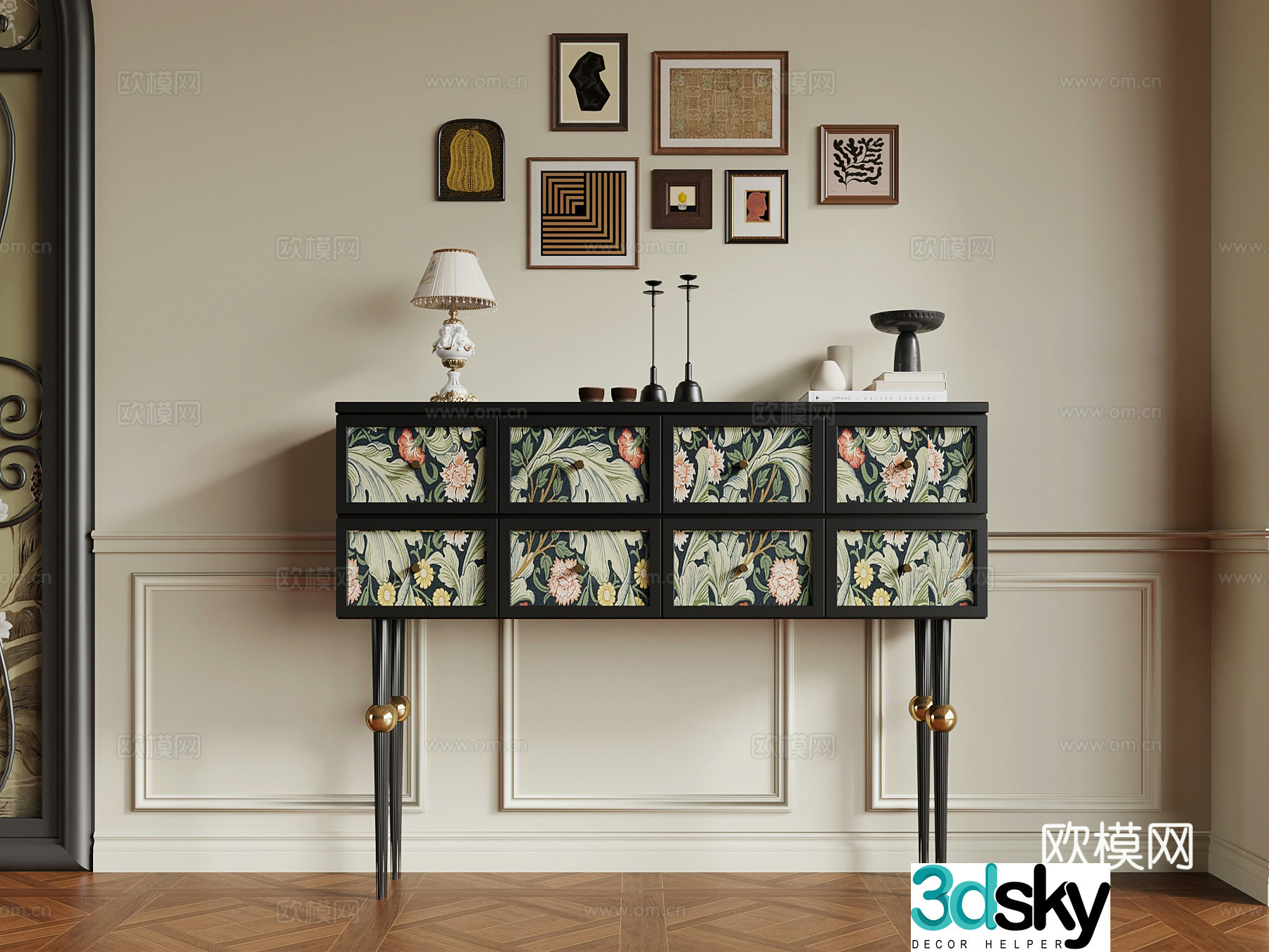 020 Entrance Cabinet French Entrance Cabinet 3D Model