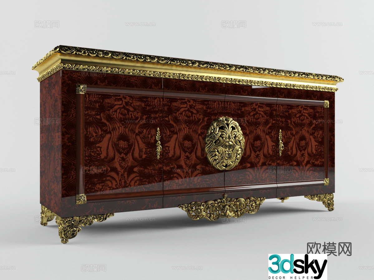 Neoclassical low cabinet decorative cabinet 3d model