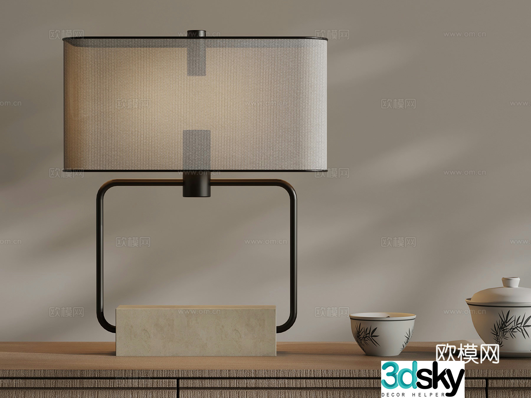 26 new Chinese desk lamp 3D model