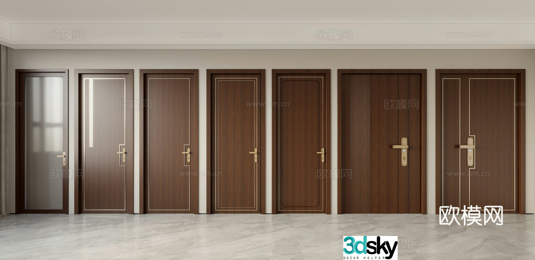 New Chinese style door 3D model