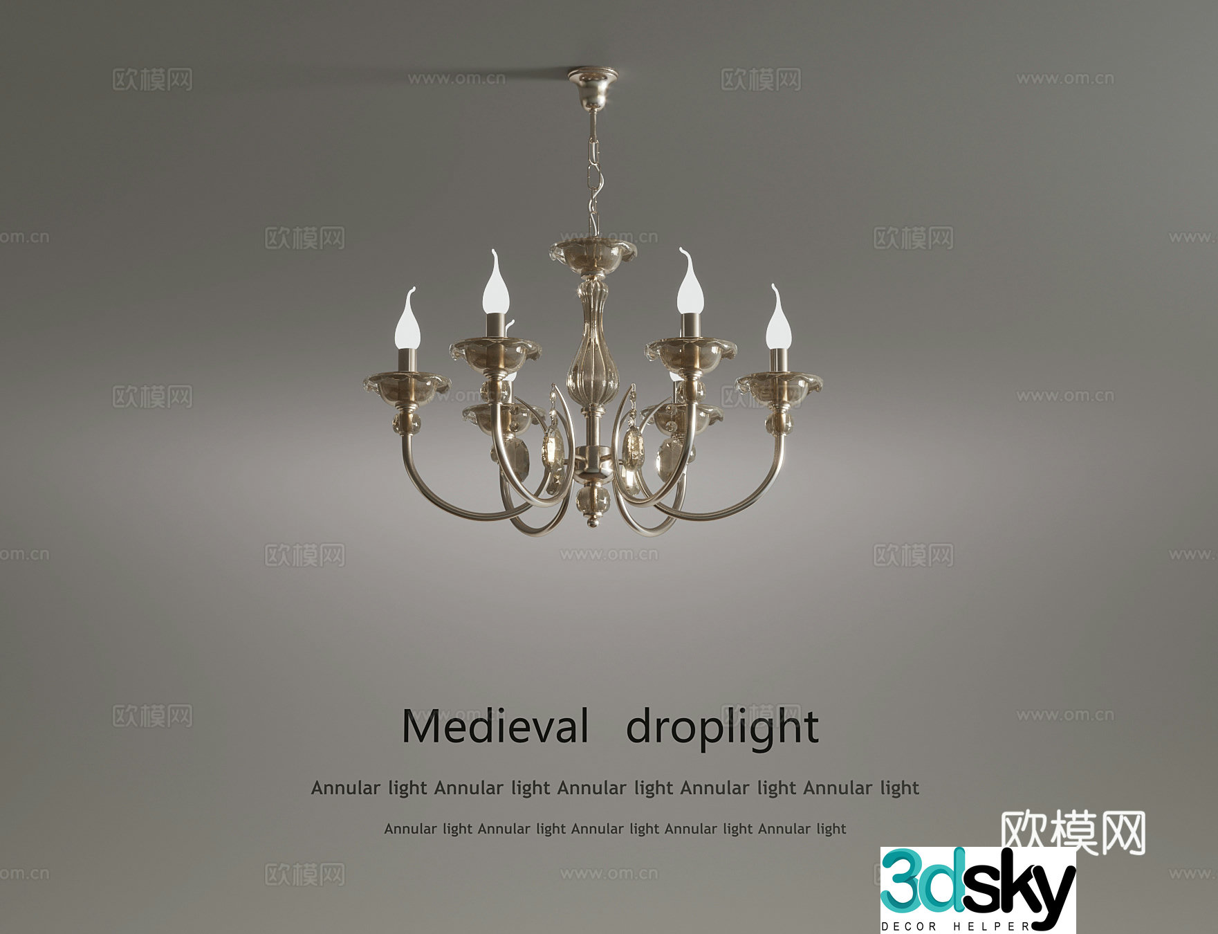 08 European style light luxury candlestick chandeliers 3D model