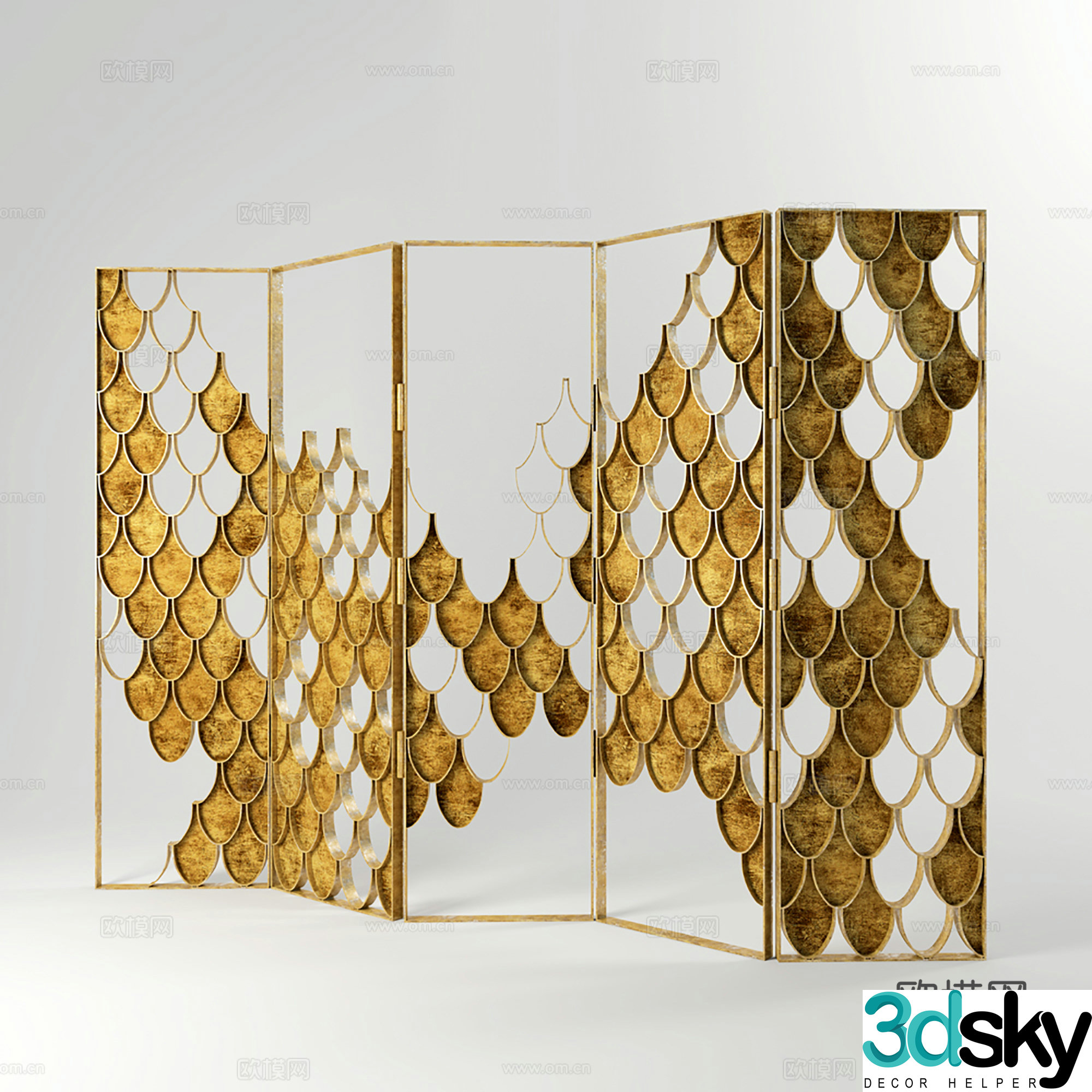 Modern screen partition hollow metal screen 3d model