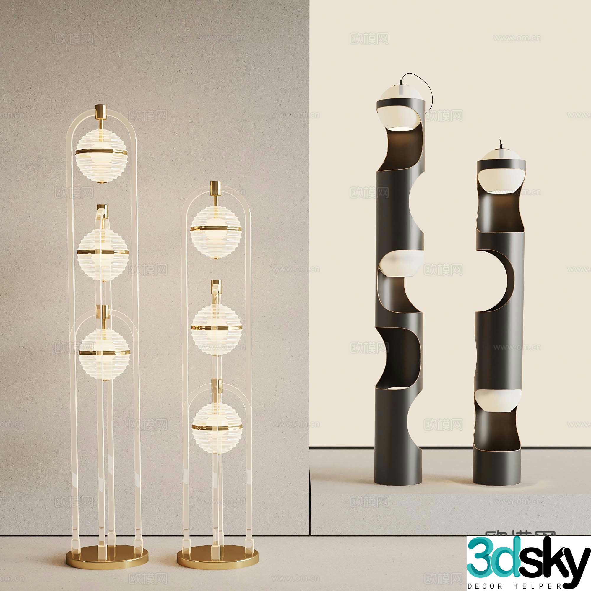 17 modern French lamp combination floor lamp 3D model