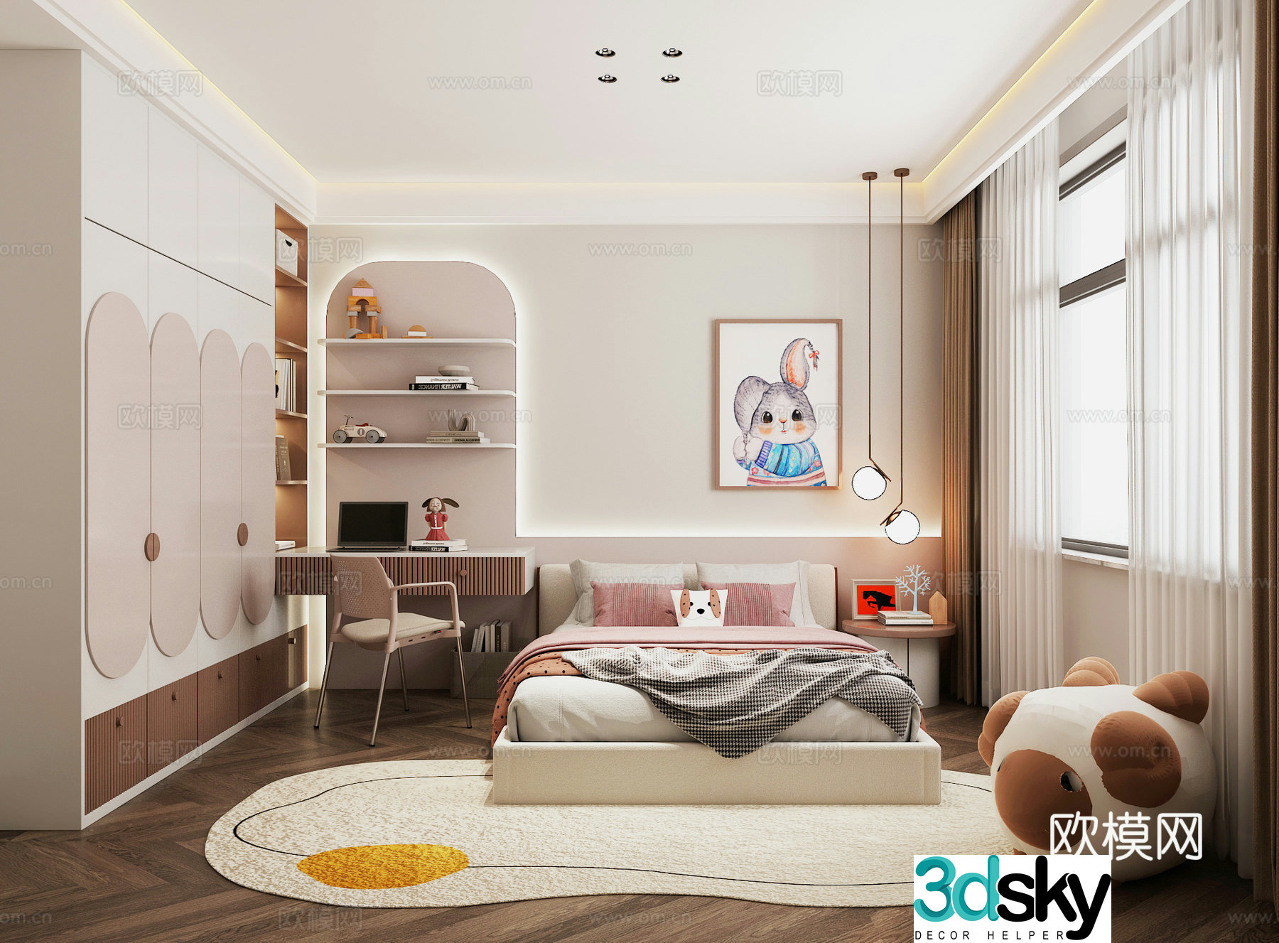Modern girl room 3d model