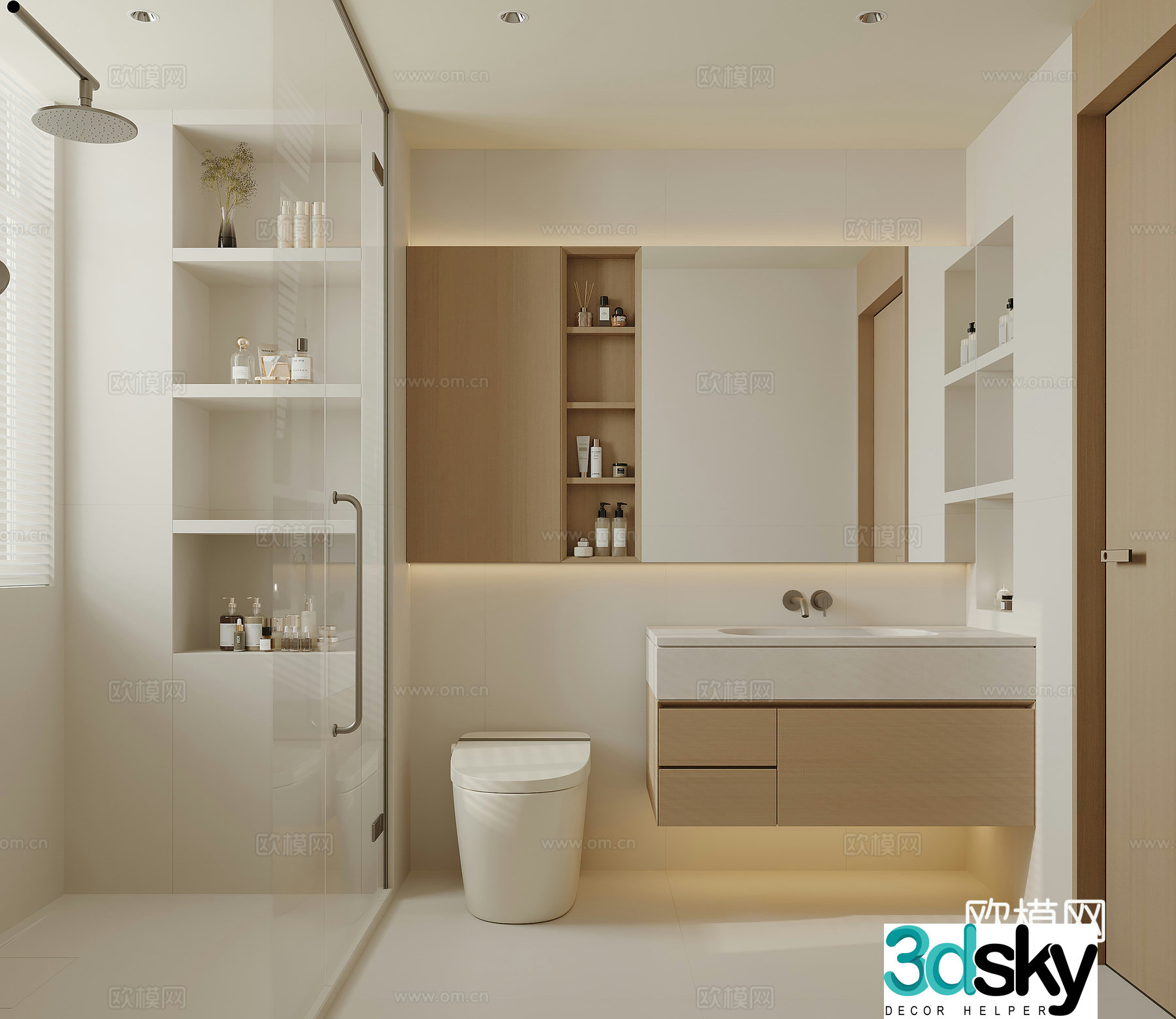 Log bathroom cream bathroom 3d model