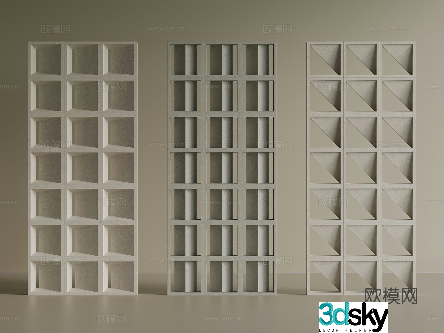 Wasabi Cream Partition Wasabi Cement Brick Modern Cement Brick Prefabricated Hollow Cement 3D Model