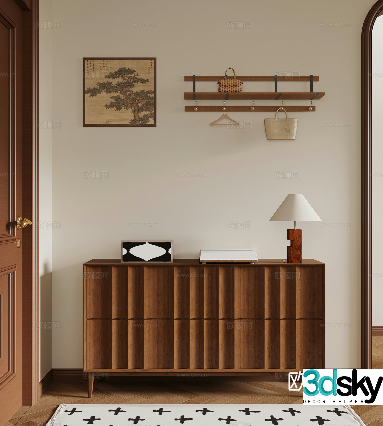 018 Middle-aged style entrance cabinet hanging painting hook 3D model
