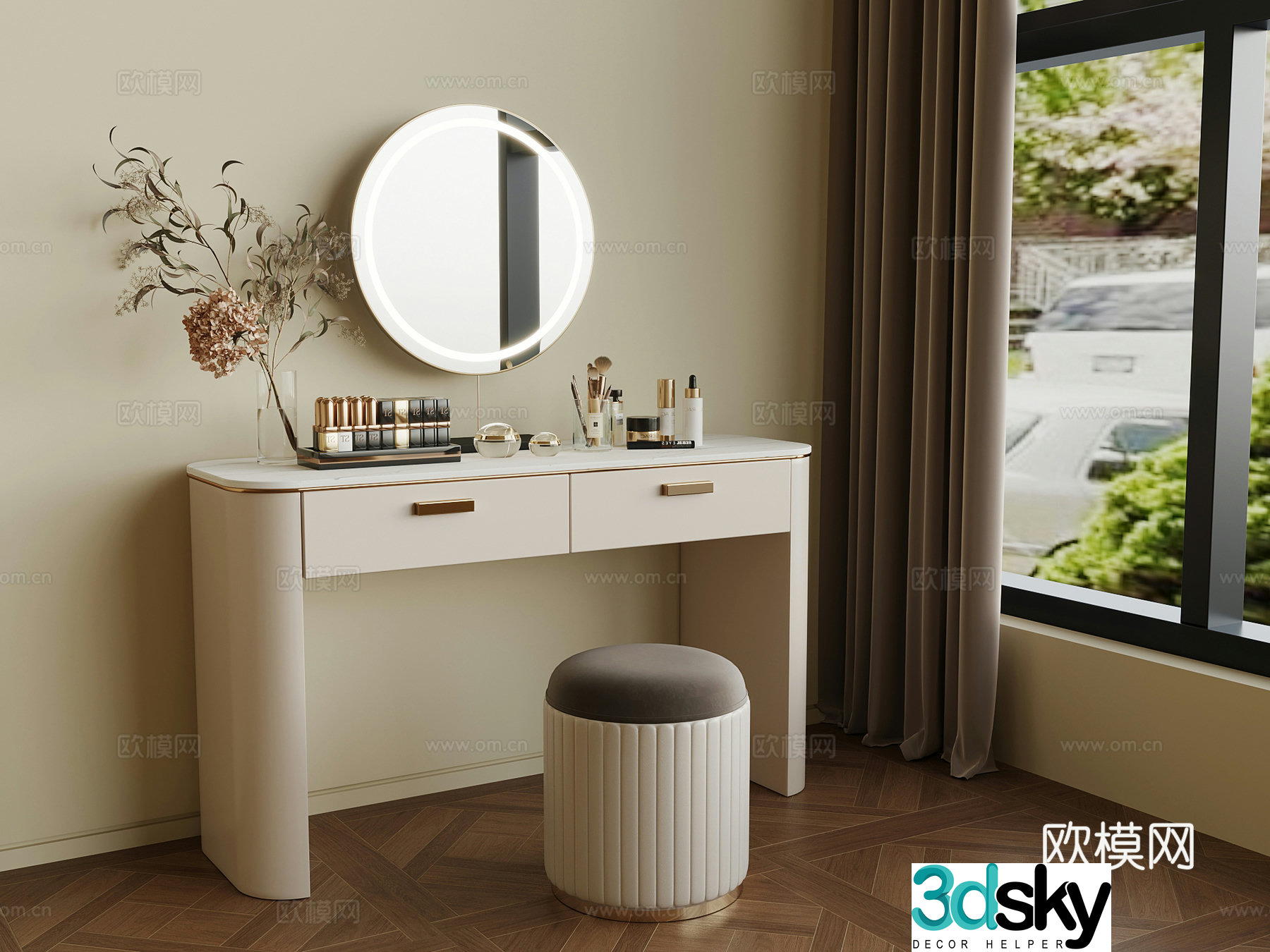 05 Dressing table Cosmetics Makeup mirror Ornament 3D model