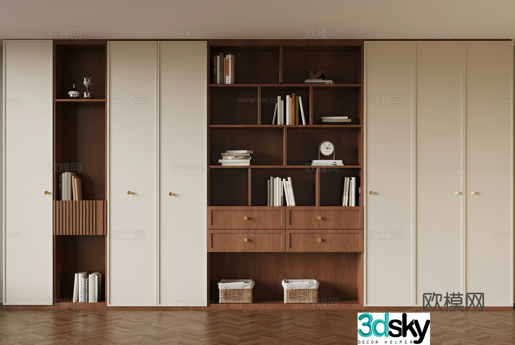 05 Middle-aged Bookcase 3D Model