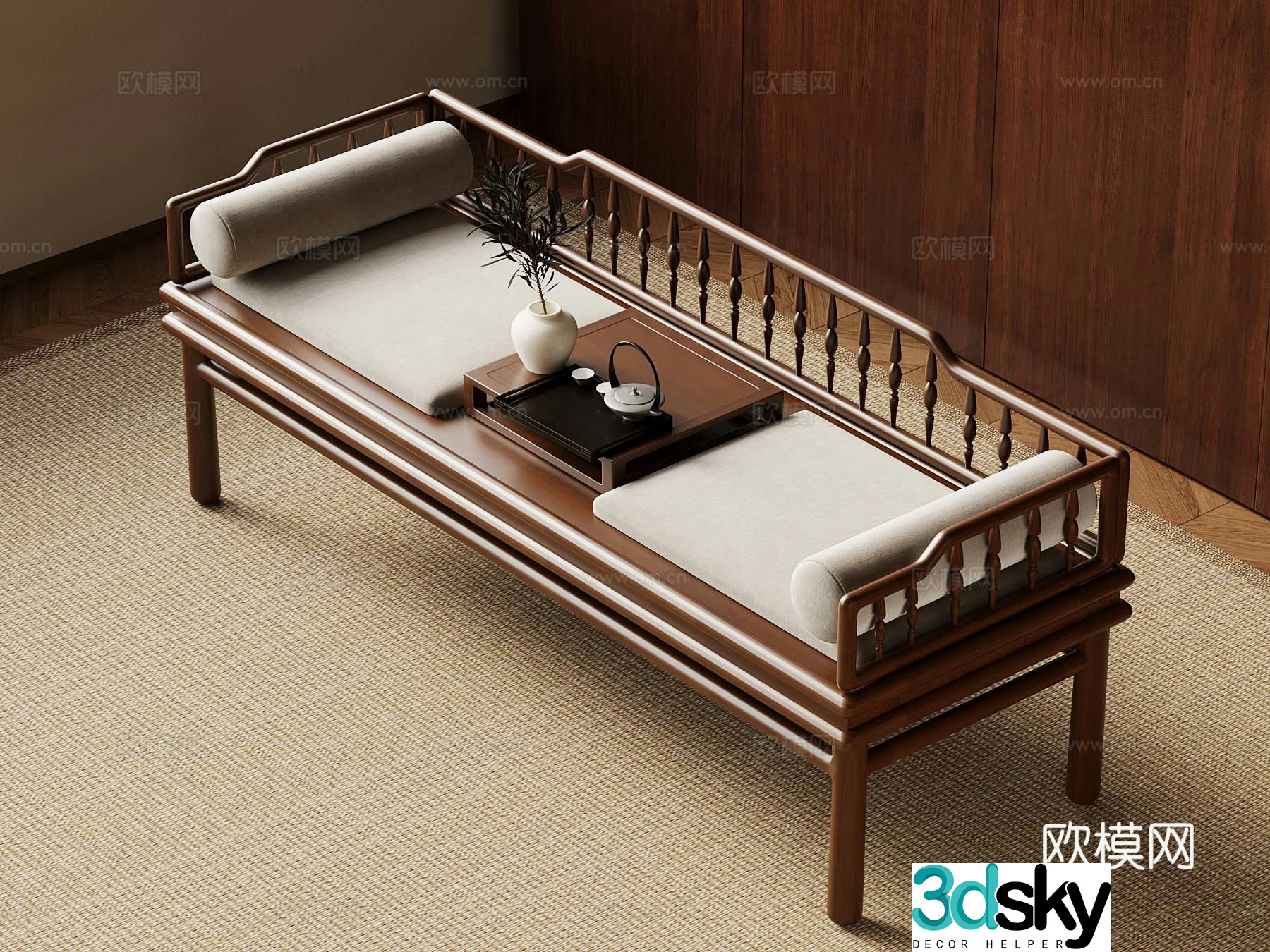 33 New Chinese Arhat Bed Bedding Stool Shoe Change Stool 3D Model