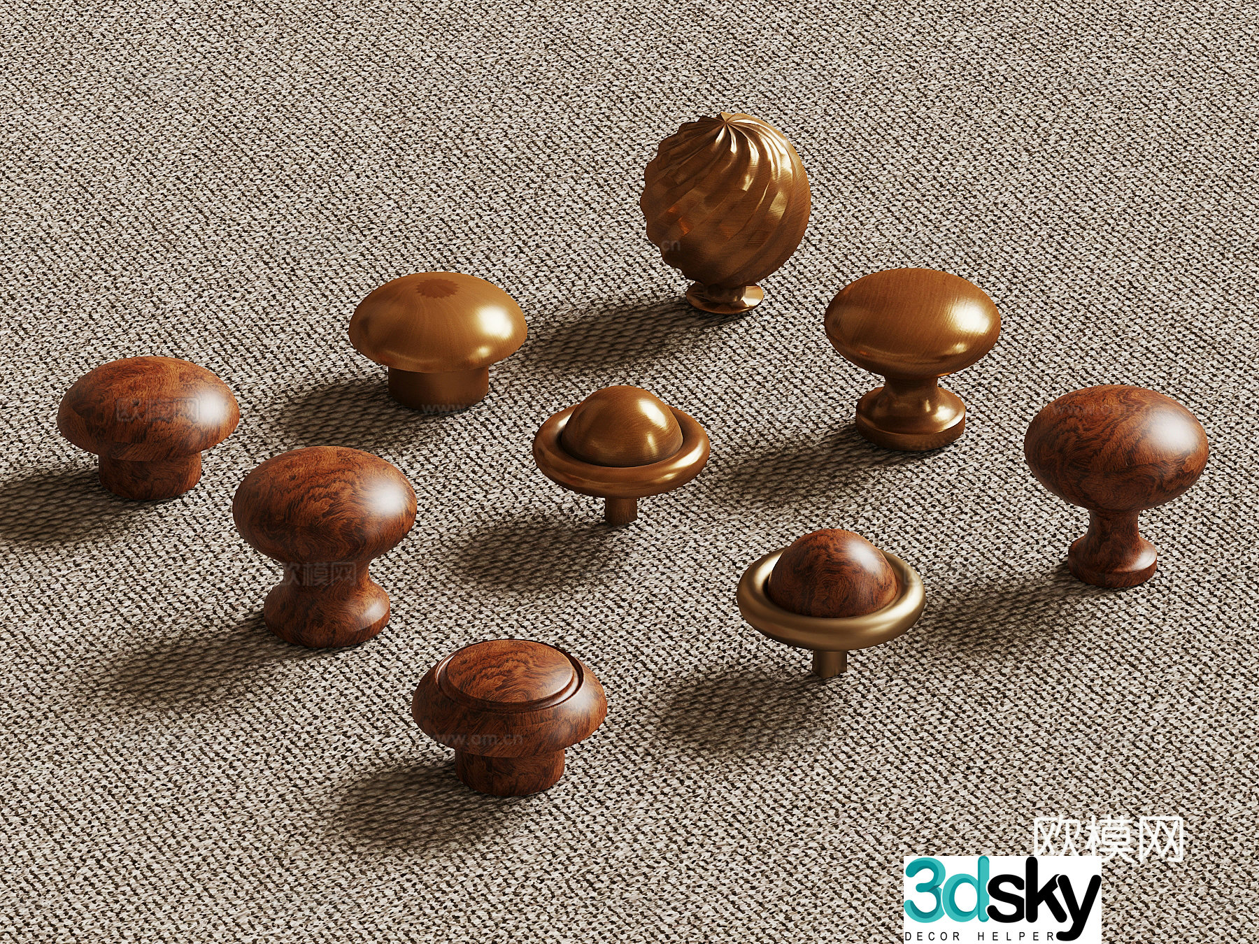 07 Handle New Chinese Handle Round Handle 3D Model