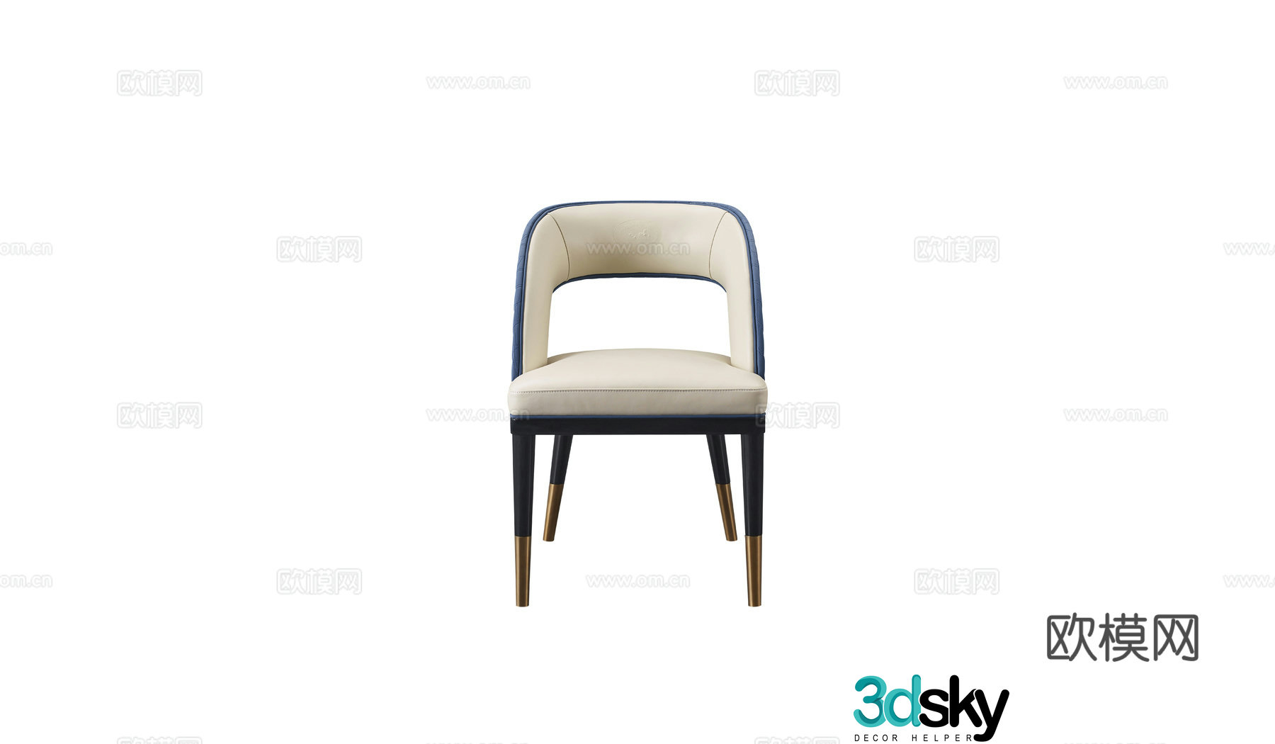 Light luxury European style dining chair 3d model