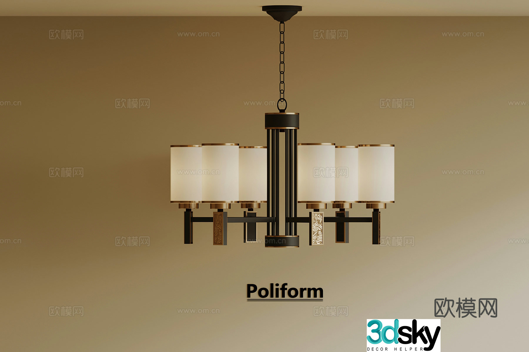 07 New Chinese Chandelier Bedroom Chandelier 3D Model
