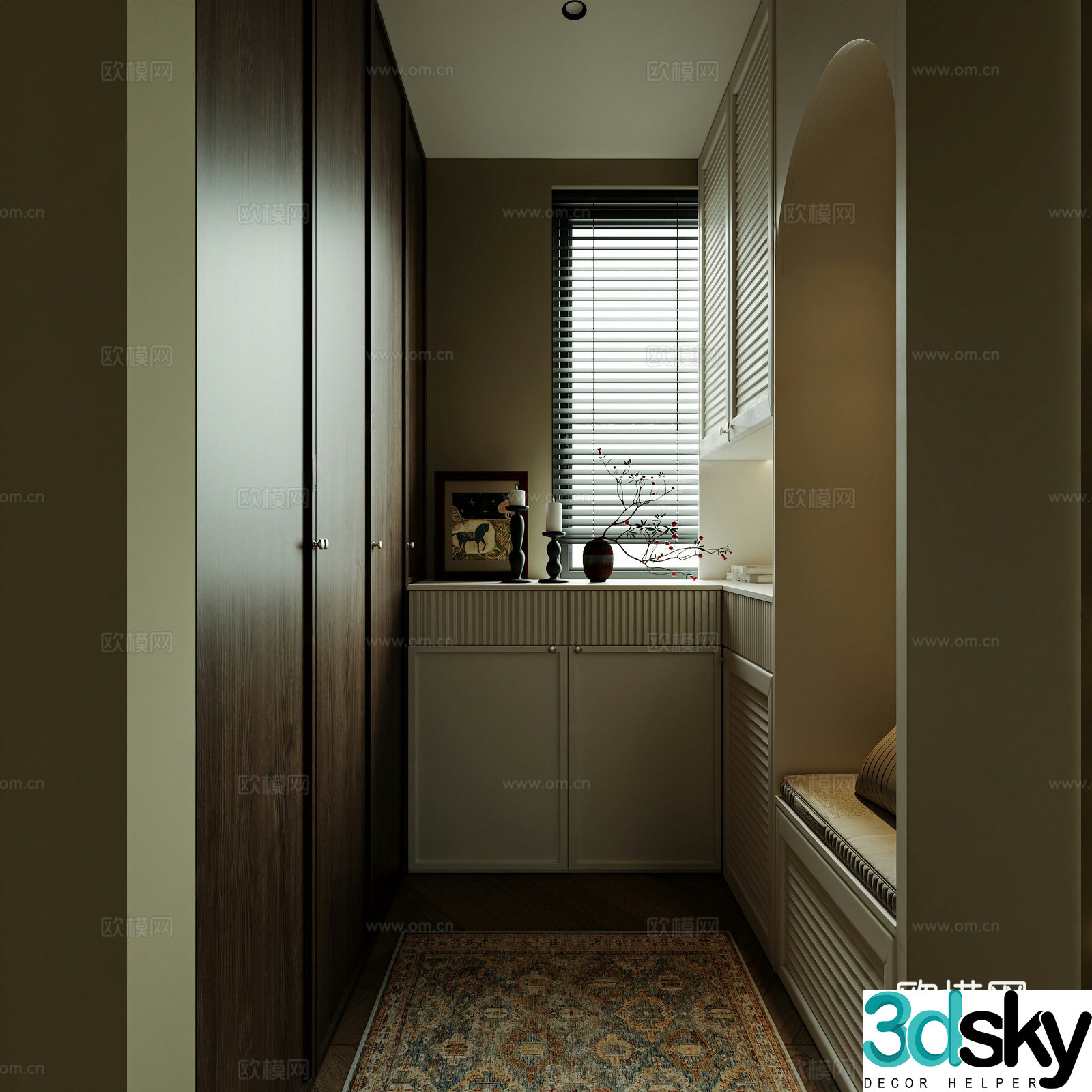 Modern Nanyang retro shoe cabinet shoe cabinet wardrobe decoration cabinet chest of drawers accessories combination 3D model
