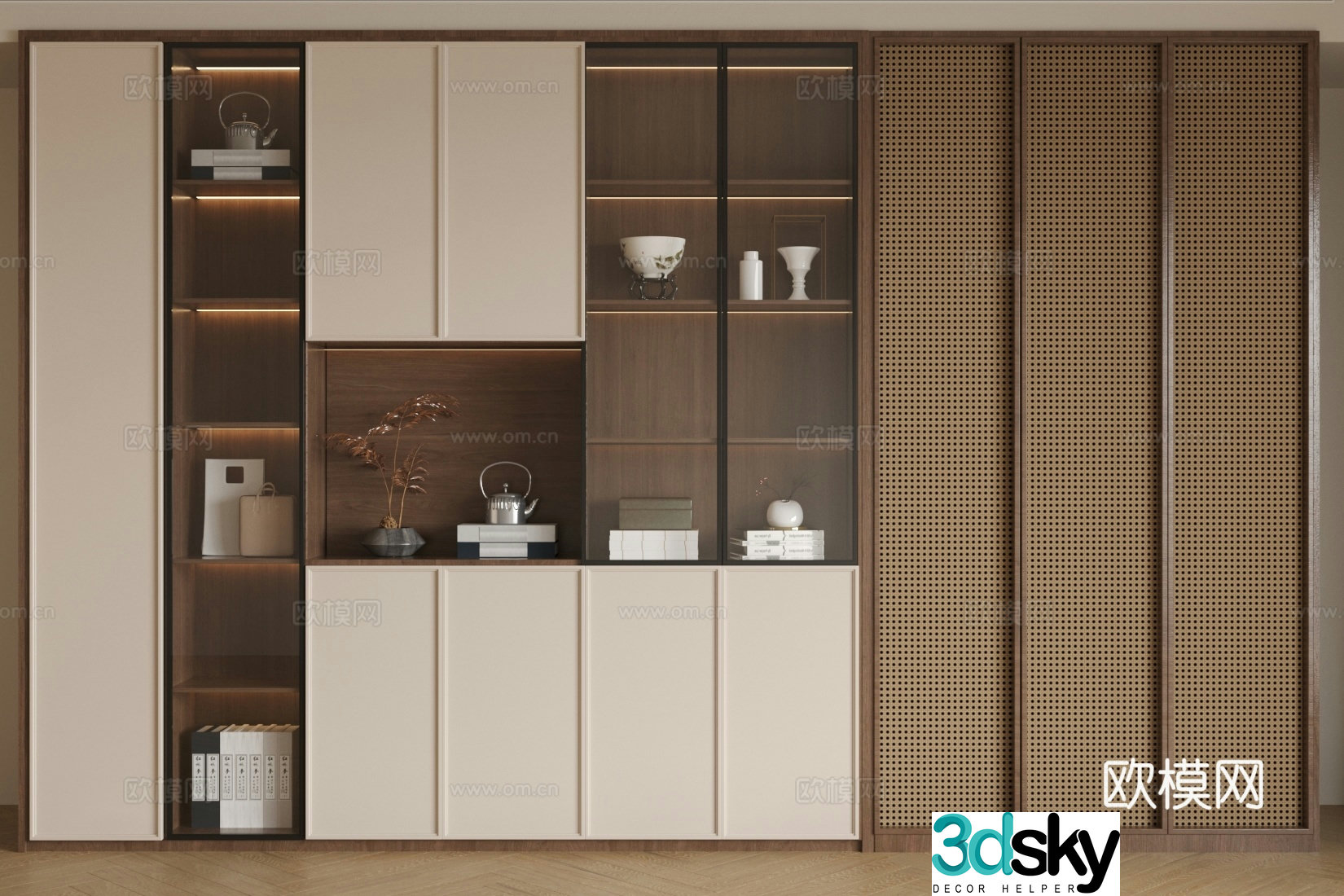 Middle-aged style decoration cabinet storage cabinet living room decoration cabinet Wasabi style decoration cabinet study storage cabinet 3D model