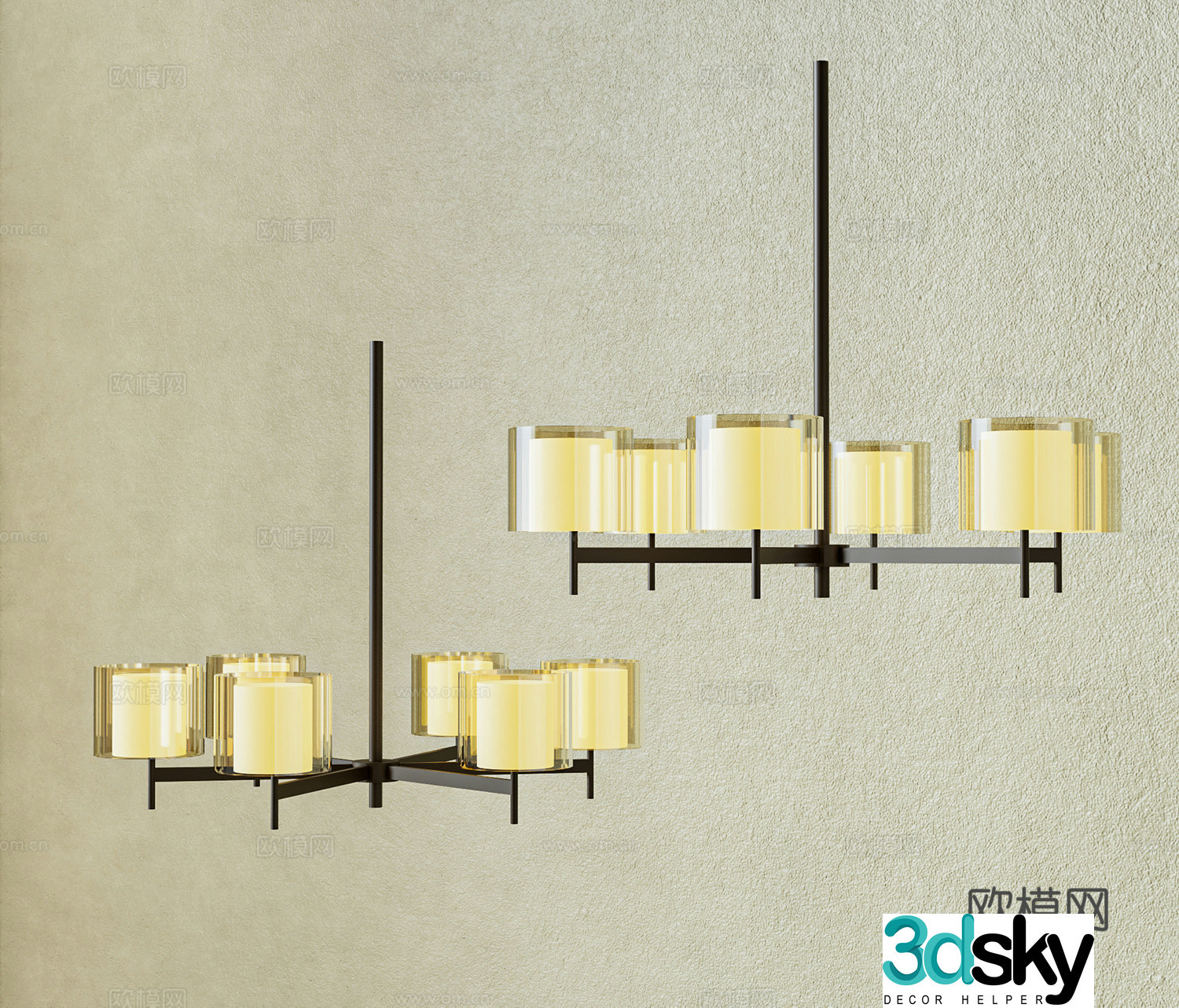 New Chinese chandelier 3D model