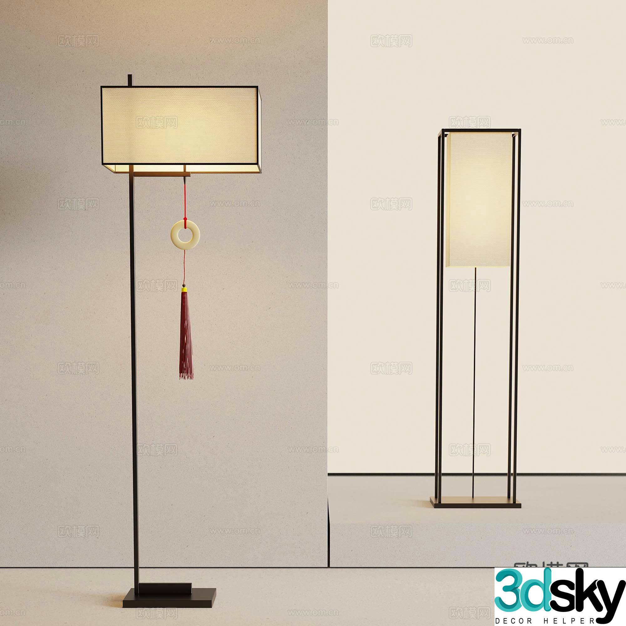 16 new Chinese lamp combination table lamp 3D model