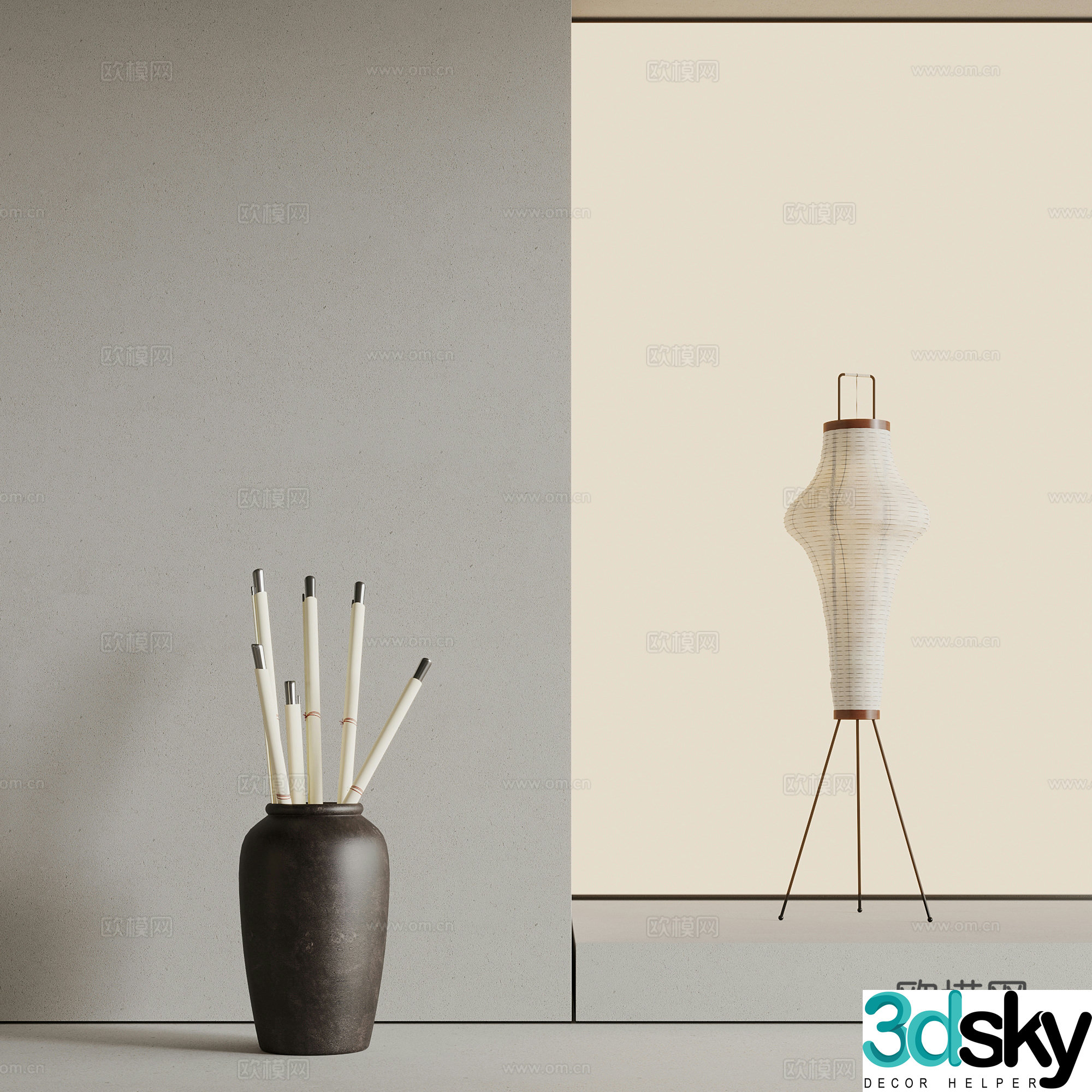 08 Floor Lamp New Chinese Floor Lamp 3D Model