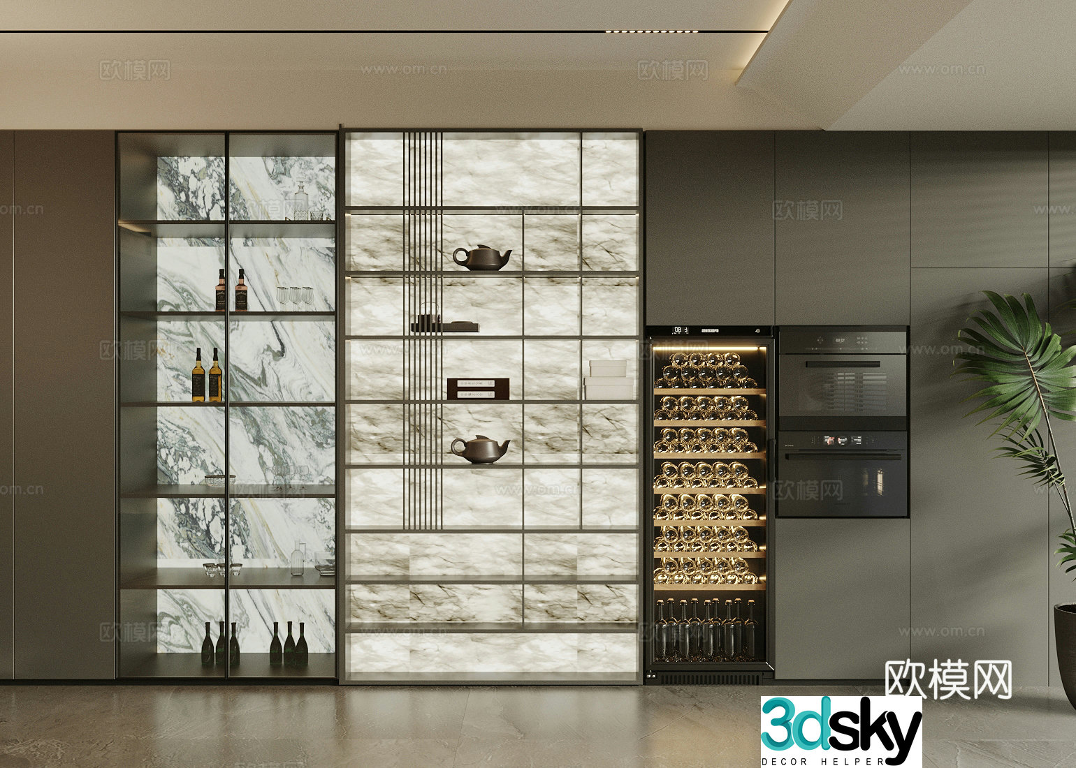 Modern Italian wine cabinet luminous wine cabinet translucent stone wine cabinet sideboard glass wine cabinet wine cabinet 3d model