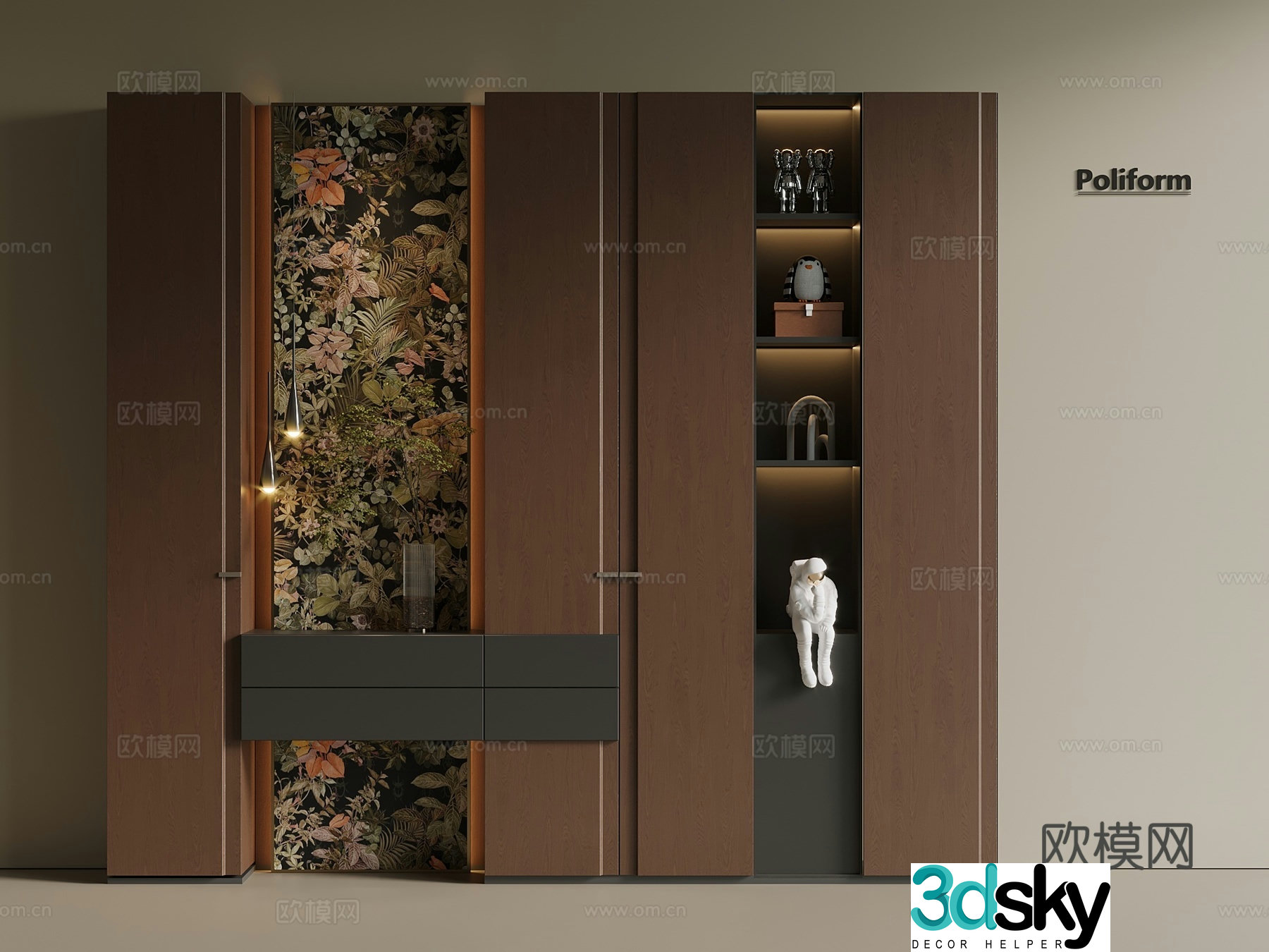 Middle-aged New Chinese style shoe cabinet porch cabinet partition cabinet 3D model