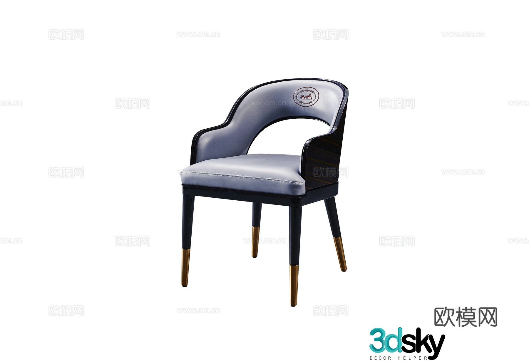 Light luxury European style dining chair 3d model