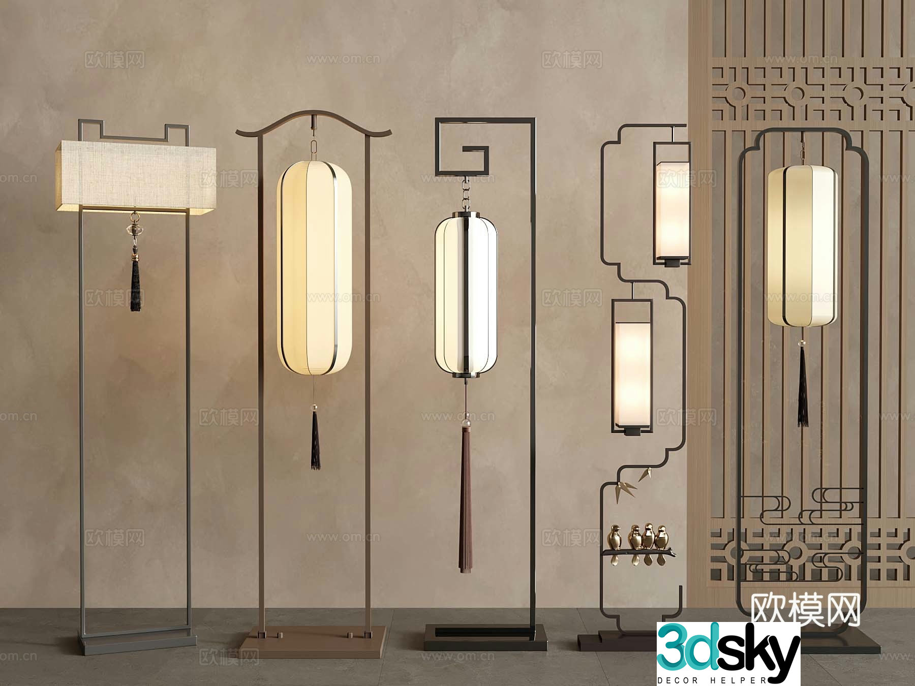 18 New Chinese style floor lamp 3D model