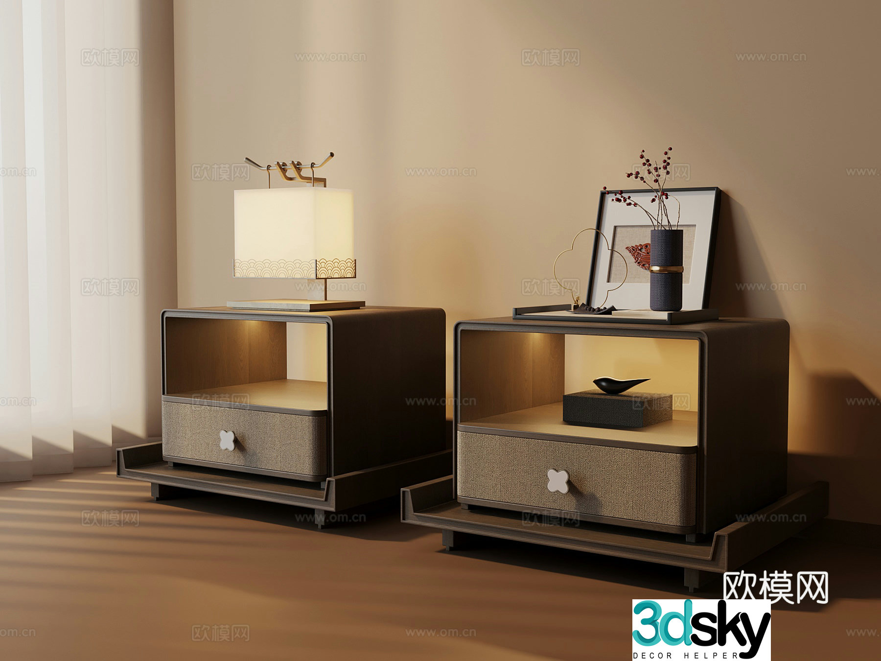 10 new Chinese style bedside table lamp decorative ornaments 3D model