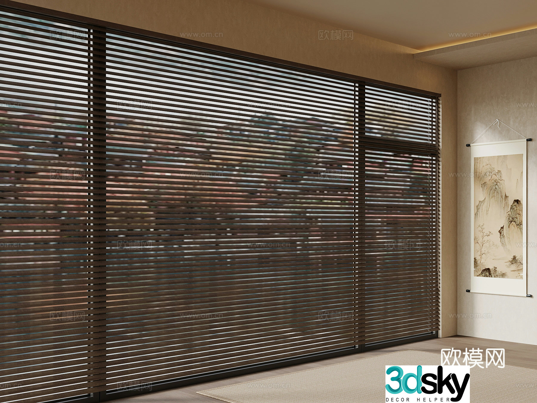 11 New Chinese Curtain Venetian Curtain Pulling Curtain 3D Model