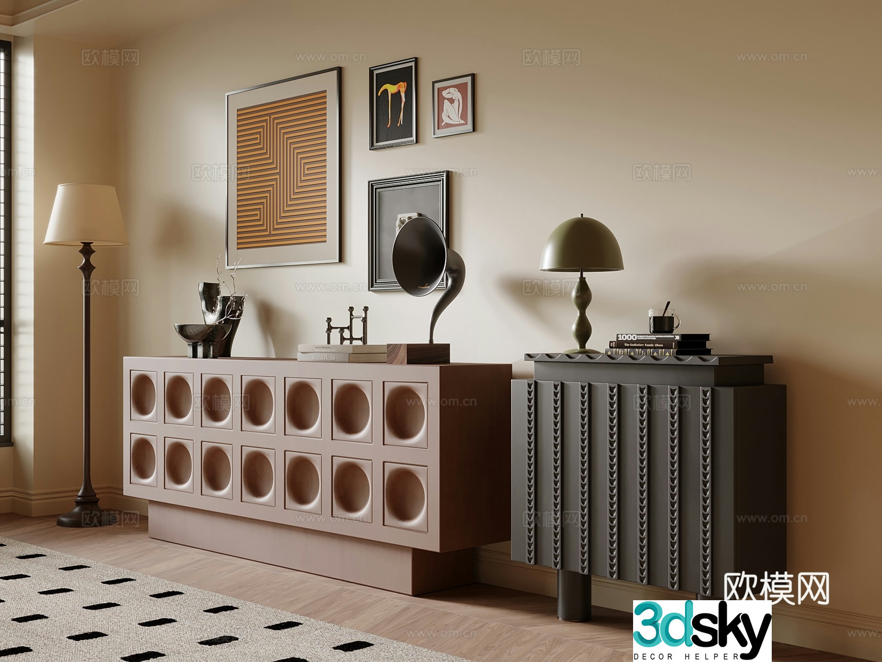 12 Middle Style Side Cabinet 3D Model