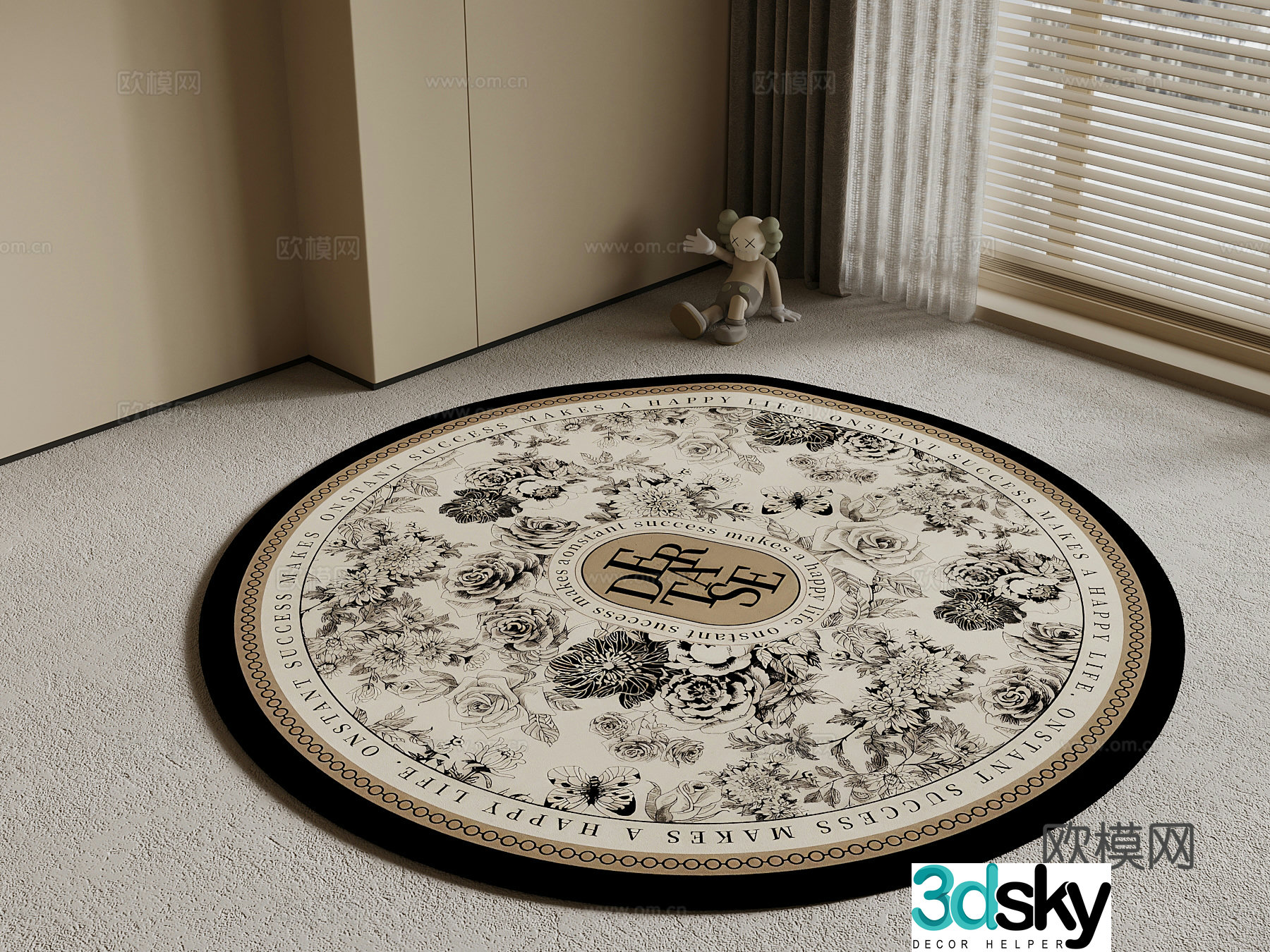 018 French carpet Round carpet 3d model