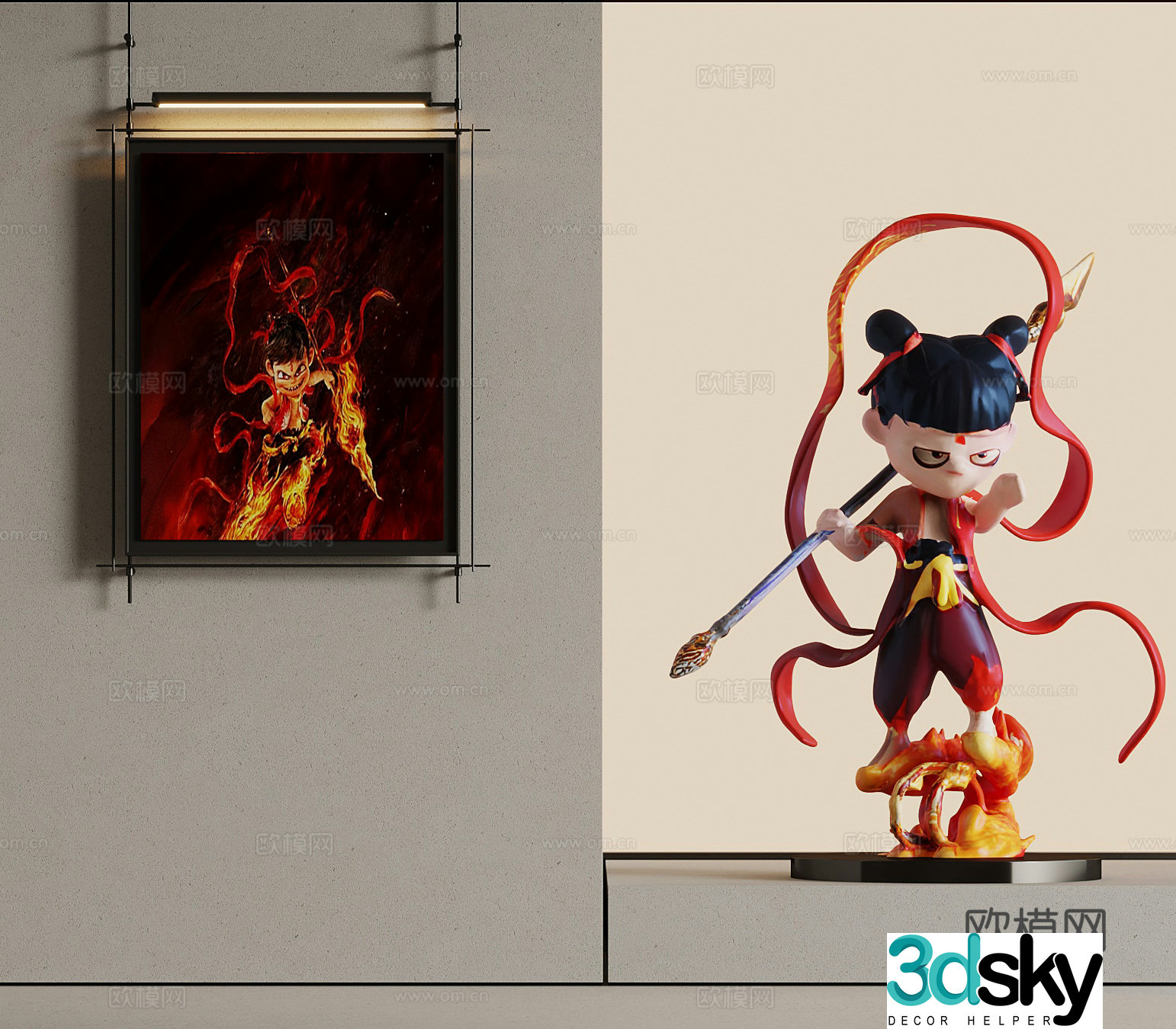 25 Nezha Character ornaments Decorative painting 3D model