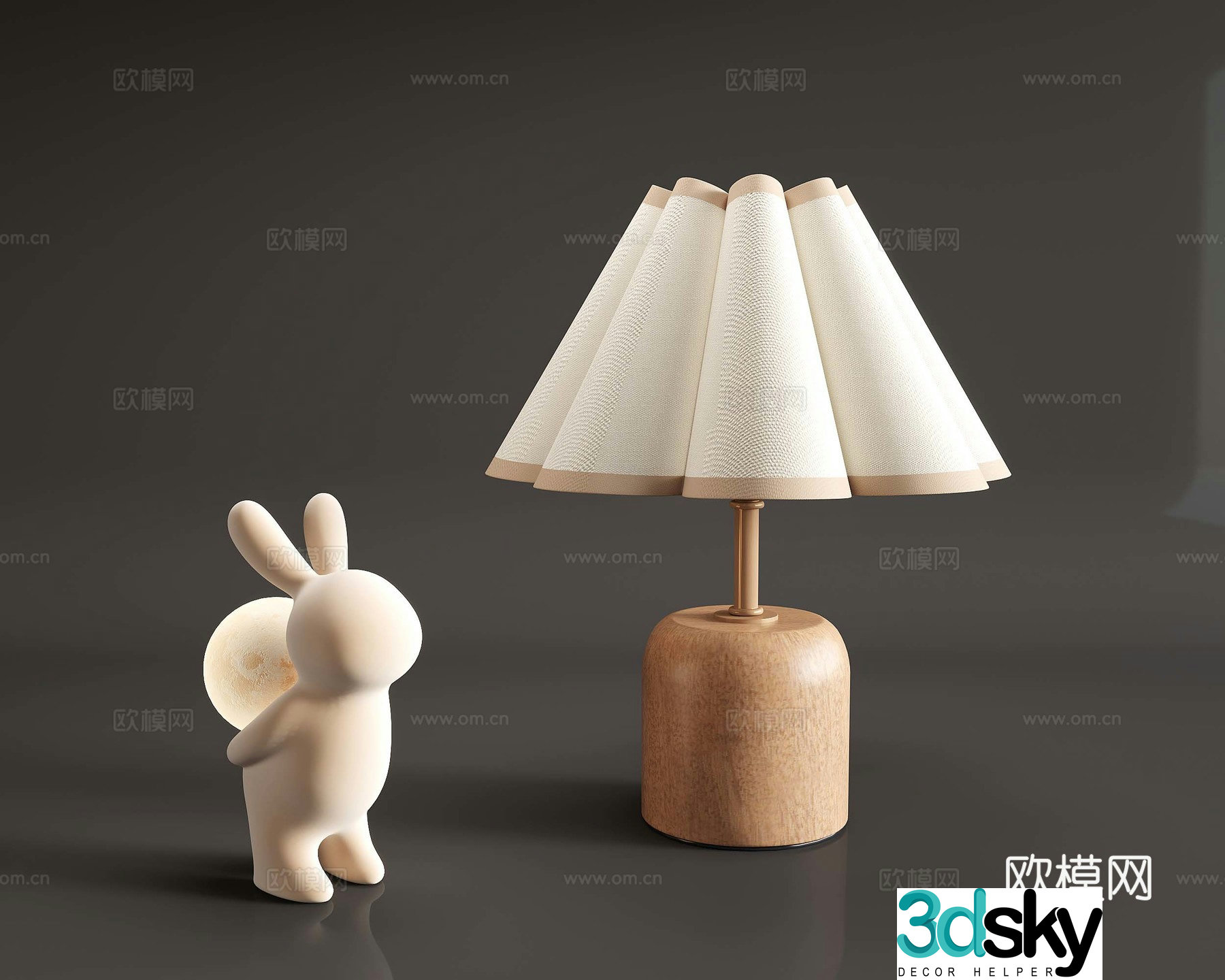 03 French Cream Temperature Lamp Earth Light Rabbit Light 3D Model