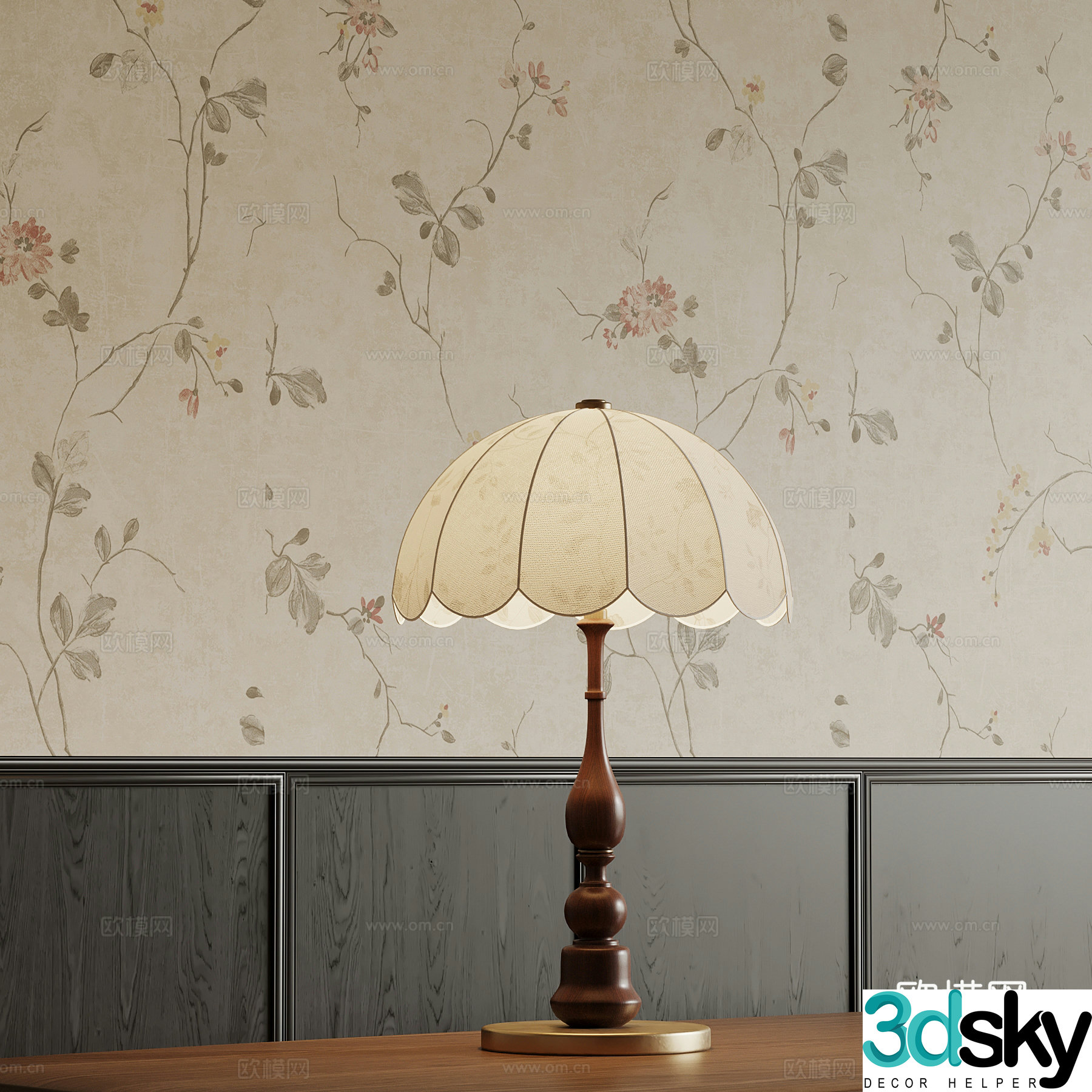01 French medieval style table lamp 3D model