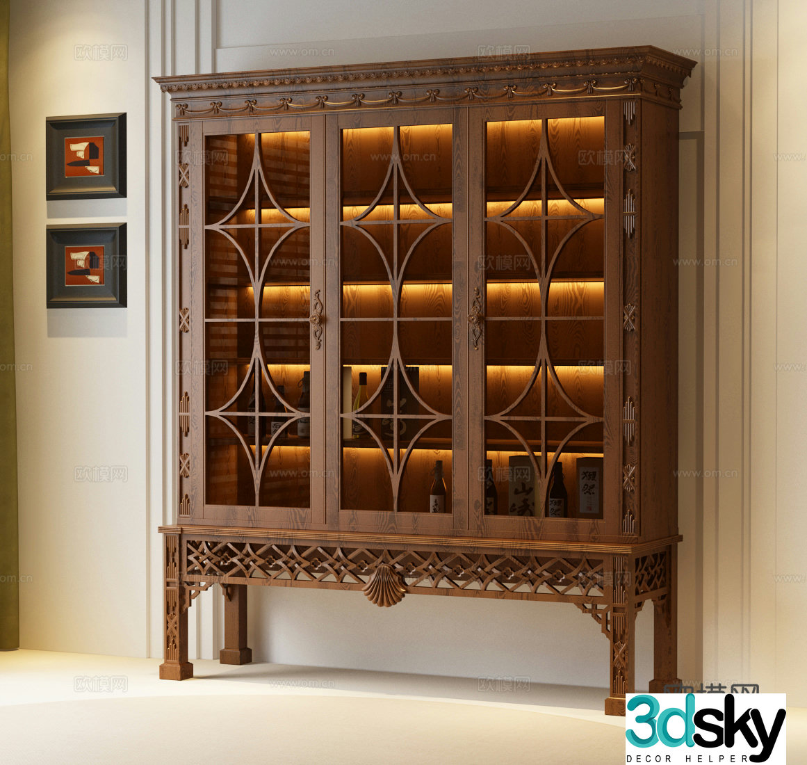 European wine cabinet American wine cabinet French wine cabinet 3D model